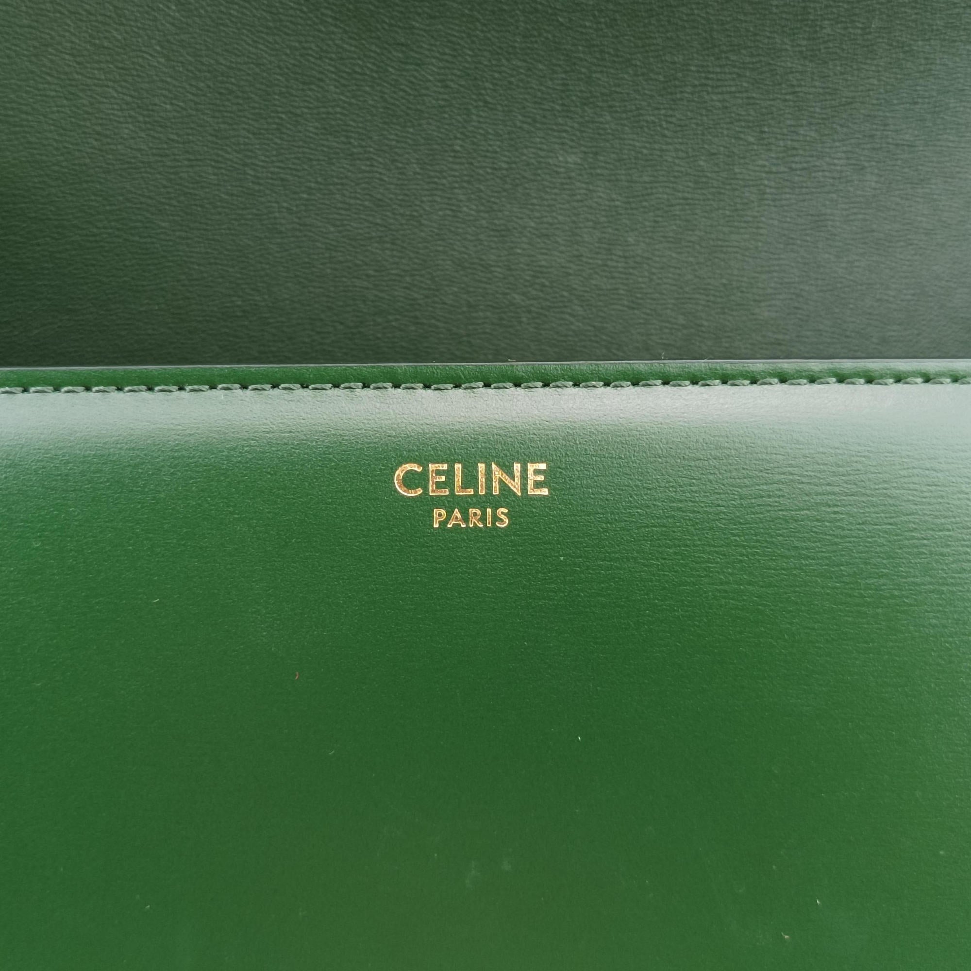 Secondhand Celine Triomphe Green Leather  shoulderbag | stylenewstar