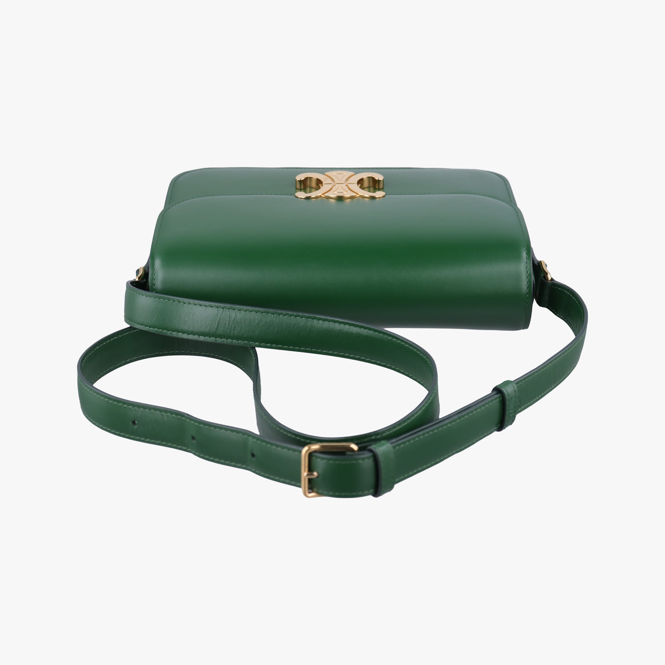 Secondhand Celine Triomphe Green Leather  shoulderbag | stylenewstar