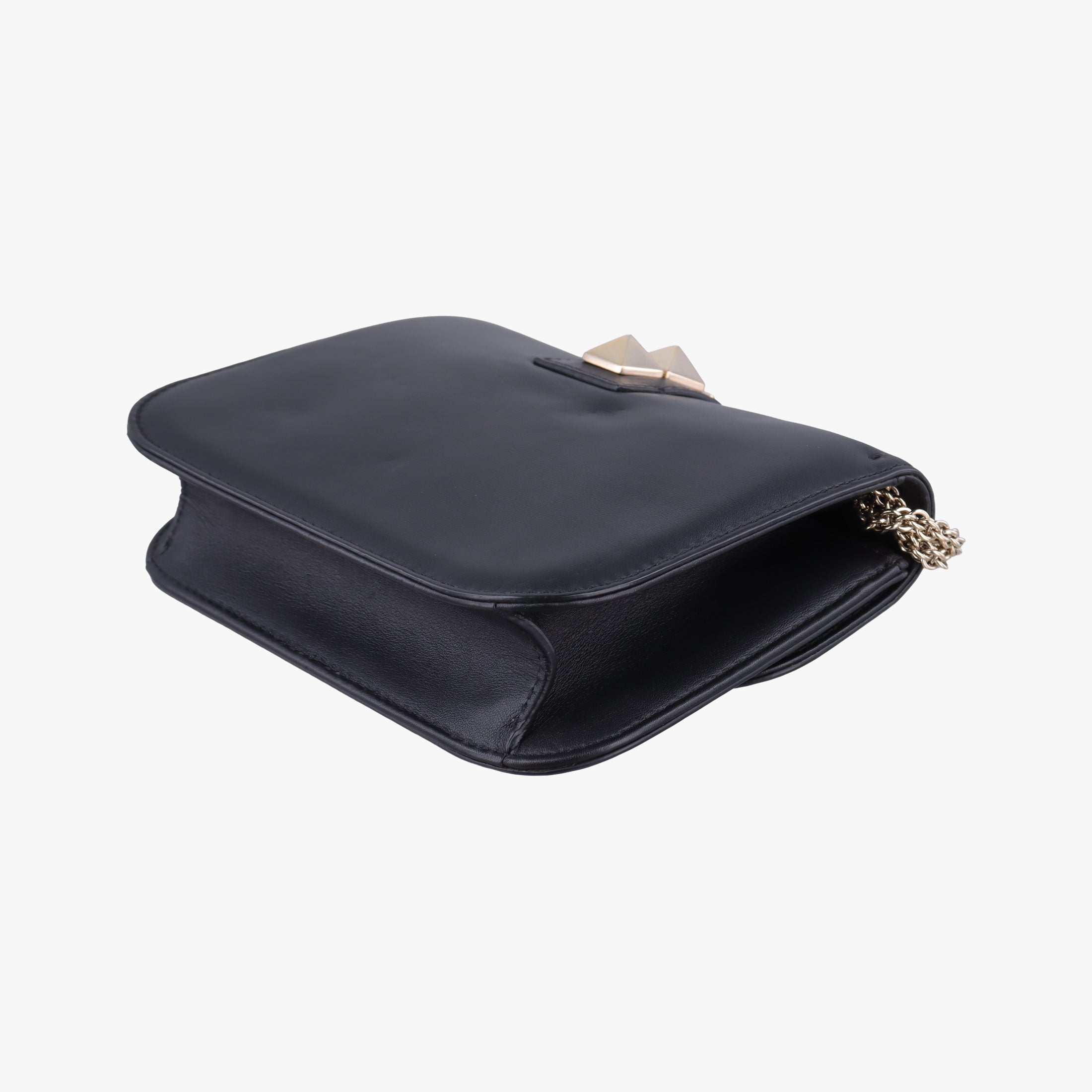 Pre-owned Valentino Rockstud Glam Lock Black Leather  shoulderbag | stylenewstar
