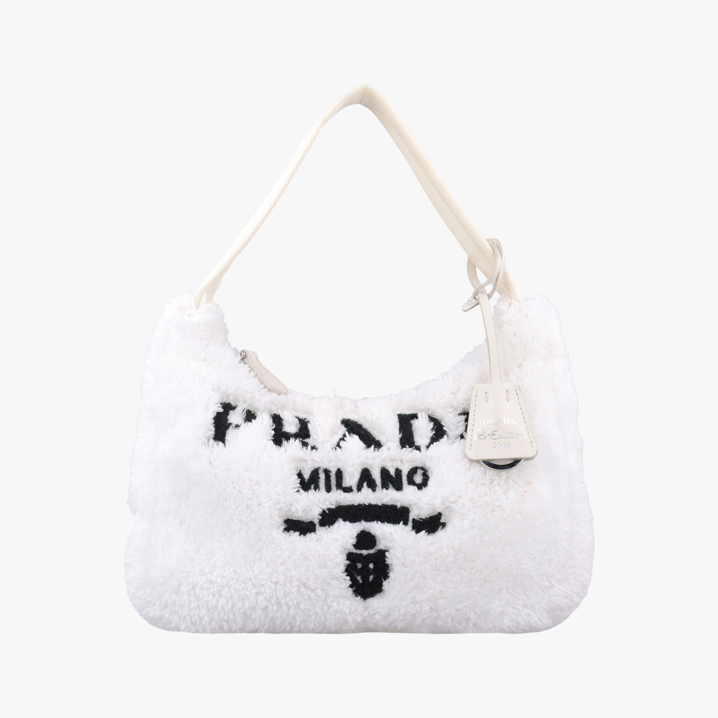 Vintage Prada Re-Edition2000 White Terry cloth 1NE515 handbag | stylenewstar