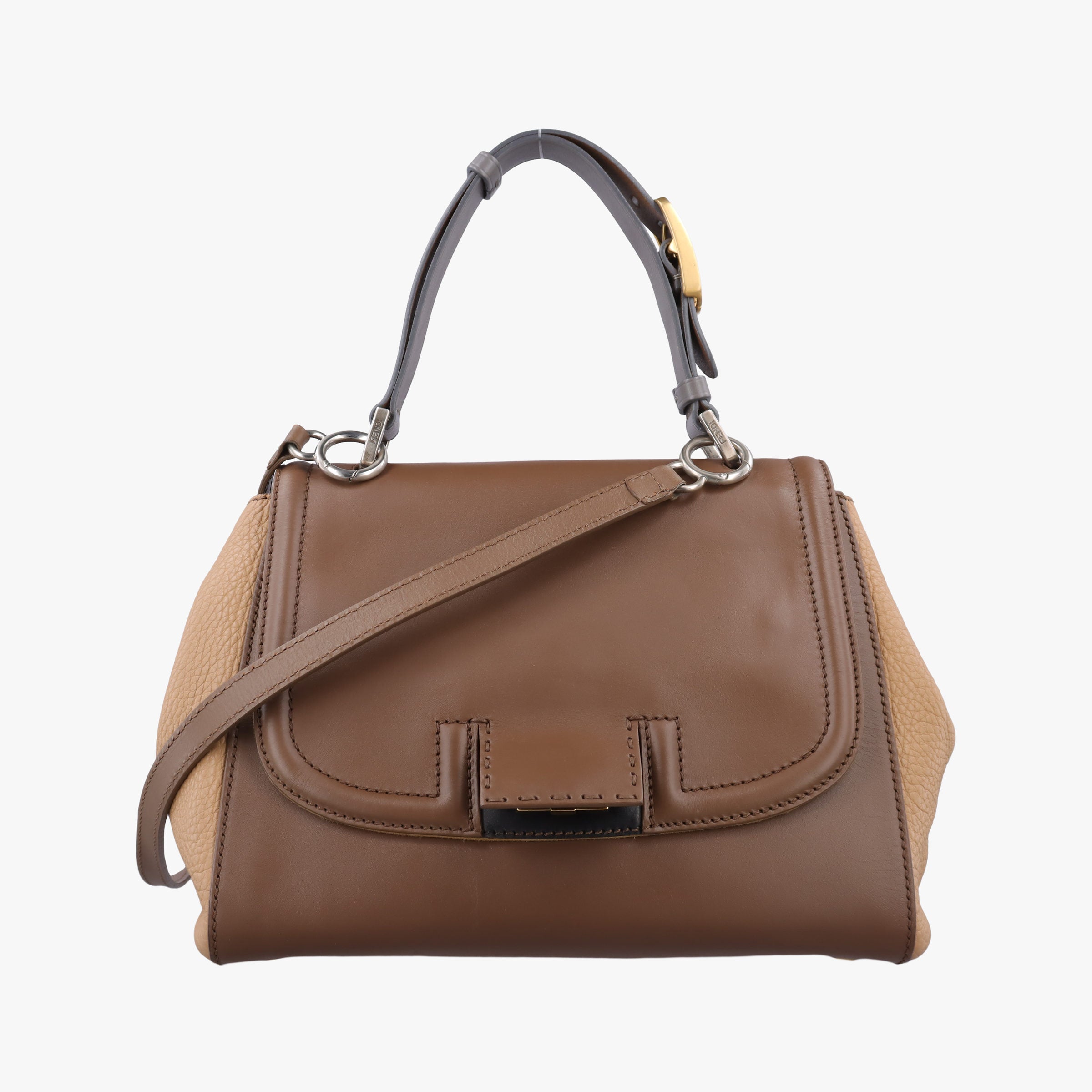 Vintage Fendi SILVANA Brown × Beige Leather 8BN234 shoulderbag | stylenewstar