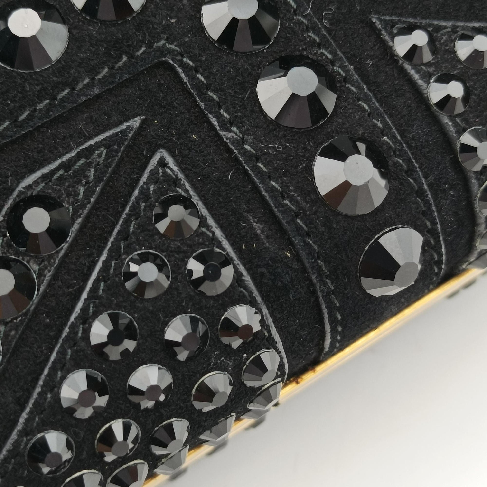 Pre-owned Alexander McQueen Studded Britannia Skull Box Black suede  clutchbag | stylenewstar