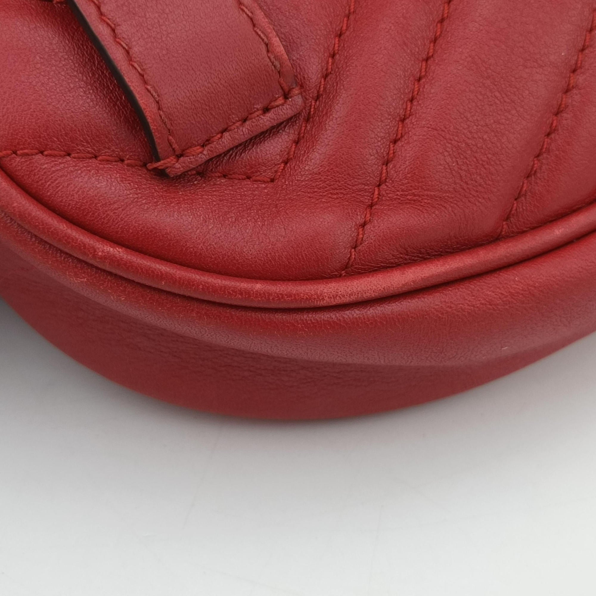 Pre-owned Gucci GG Marmont Red Leather 476434 bum bag/waist bag | stylenewstar