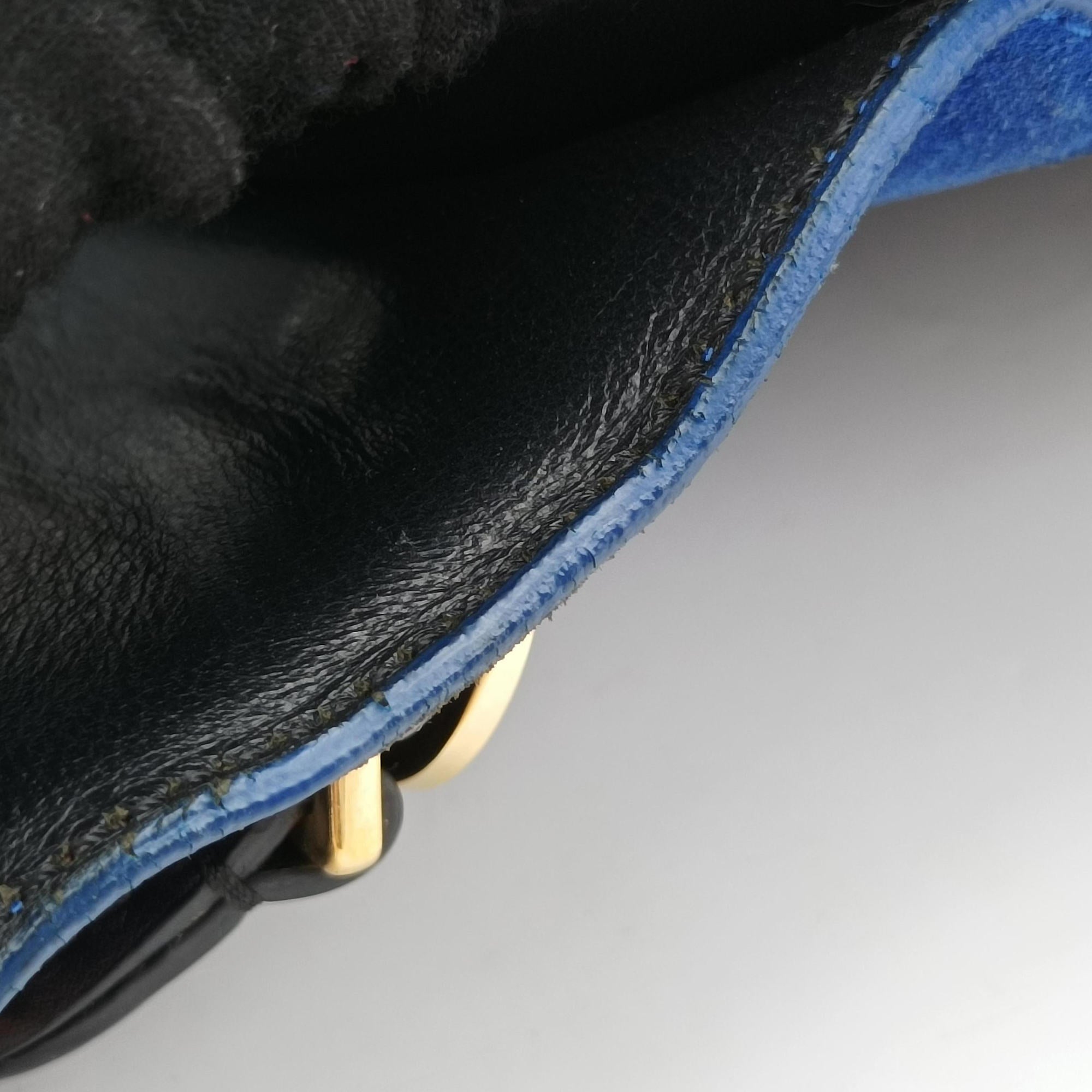 Vintage Celine Trapeze Blue ×beige ×Black Suede × leather  shoulderbag | stylenewstar