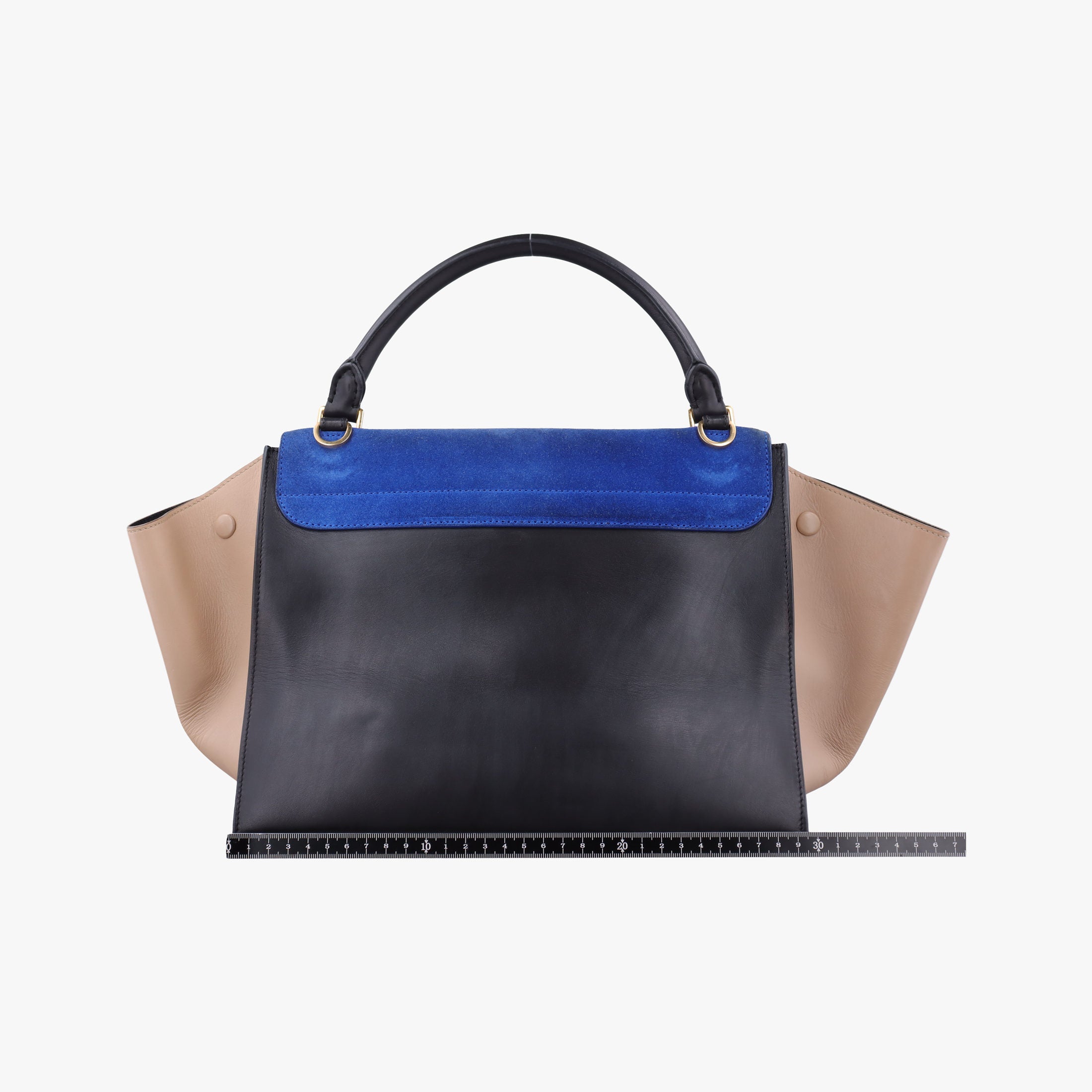 Vintage Celine Trapeze Blue ×beige ×Black Suede × leather  shoulderbag | stylenewstar