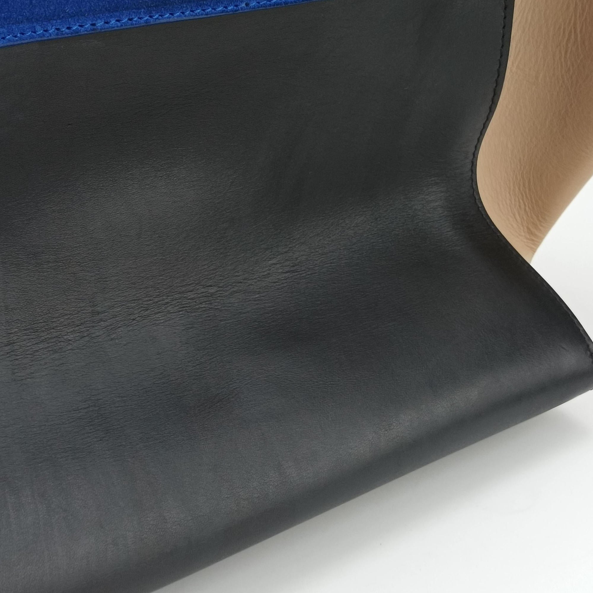 Vintage Celine Trapeze Blue ×beige ×Black Suede × leather  shoulderbag | stylenewstar