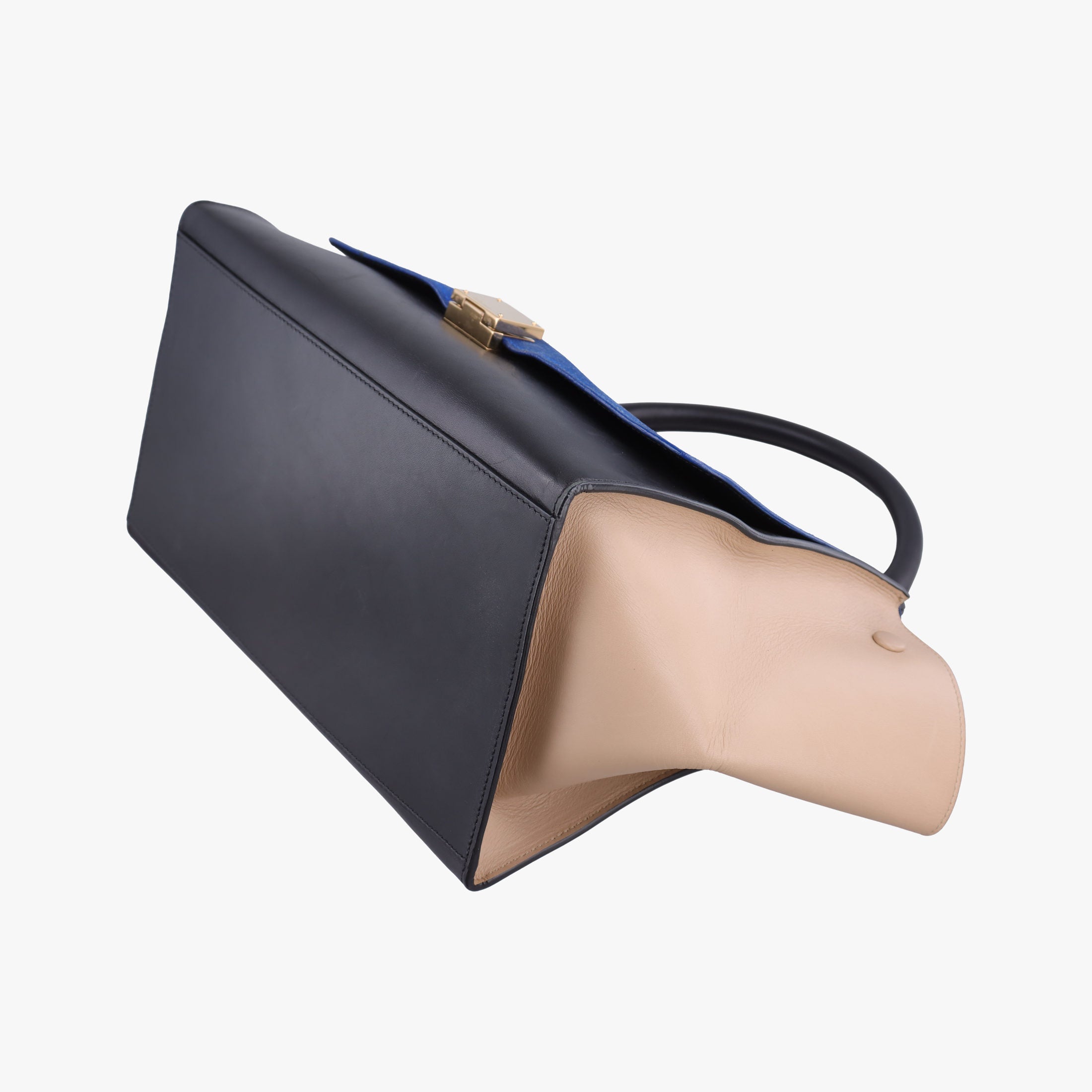 Vintage Celine Trapeze Blue ×beige ×Black Suede × leather  shoulderbag | stylenewstar