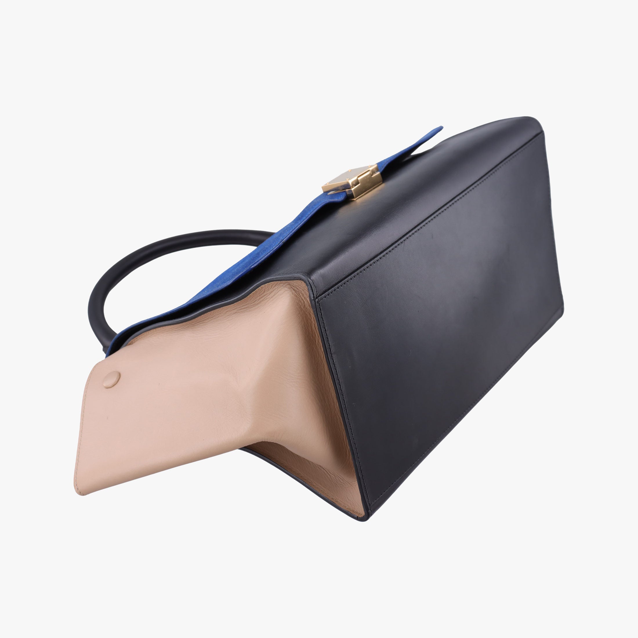 Vintage Celine Trapeze Blue ×beige ×Black Suede × leather  shoulderbag | stylenewstar