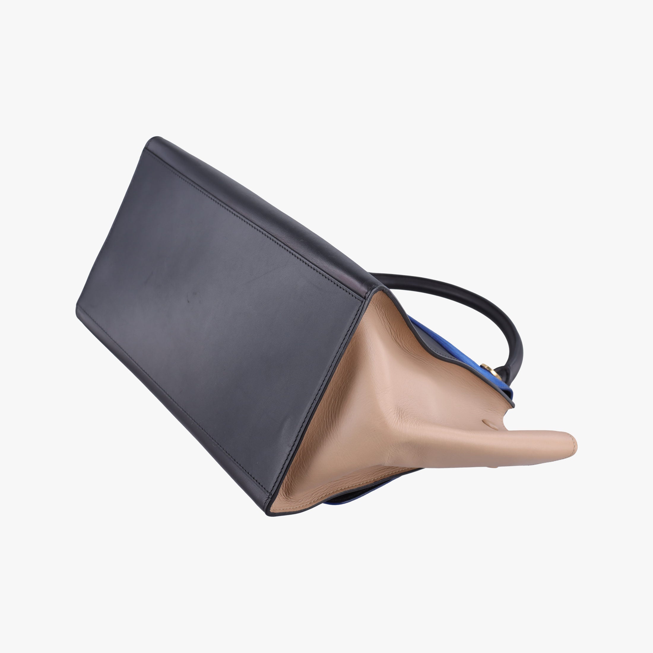 Vintage Celine Trapeze Blue ×beige ×Black Suede × leather  shoulderbag | stylenewstar
