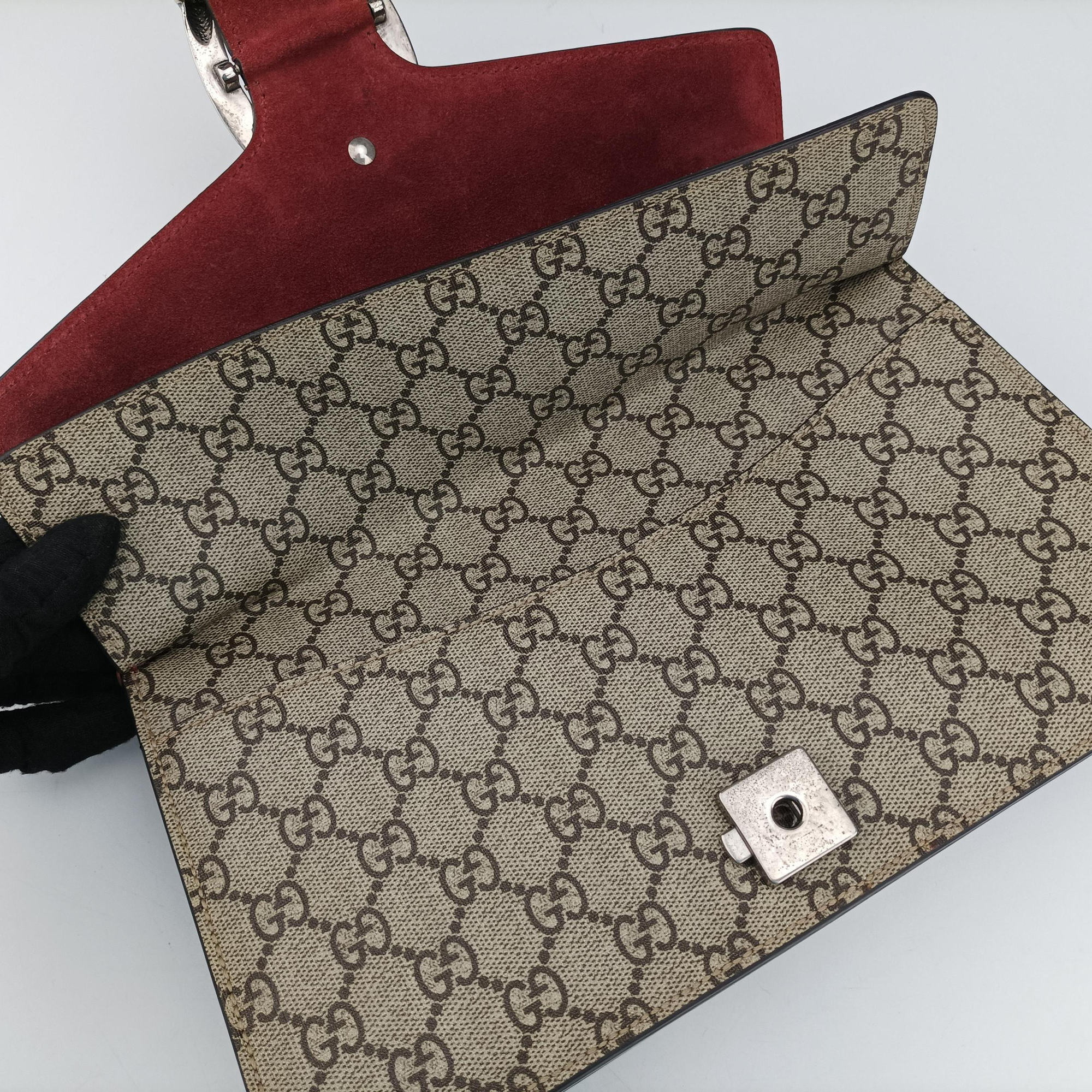 Pre-owned Gucci Dionysus BEIGE×RED×Multicolour PVC coated canvas × suede 400249 shoulderbag | stylenewstar