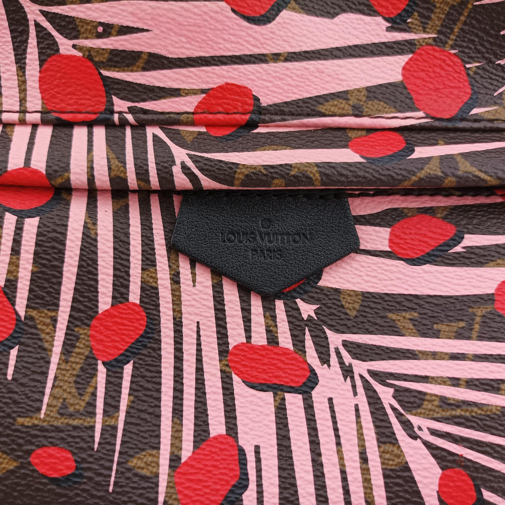 Secondhand Louis Vuitton Palm Springs PM brown×SUGAR PINK POPPY Monogram Jungle dot M41981 backpack/rucksack | stylenewstar
