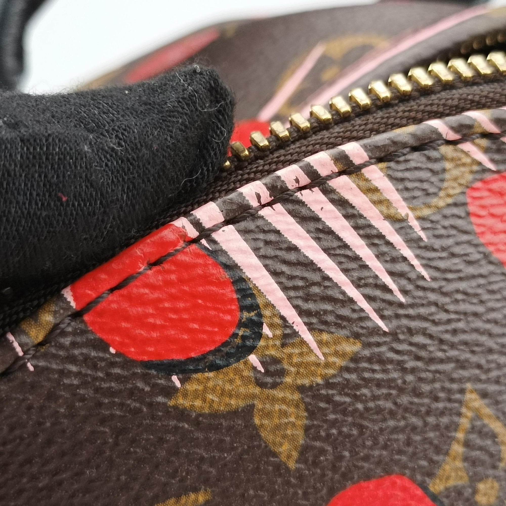 Secondhand Louis Vuitton Palm Springs PM brown×SUGAR PINK POPPY Monogram Jungle dot M41981 backpack/rucksack | stylenewstar