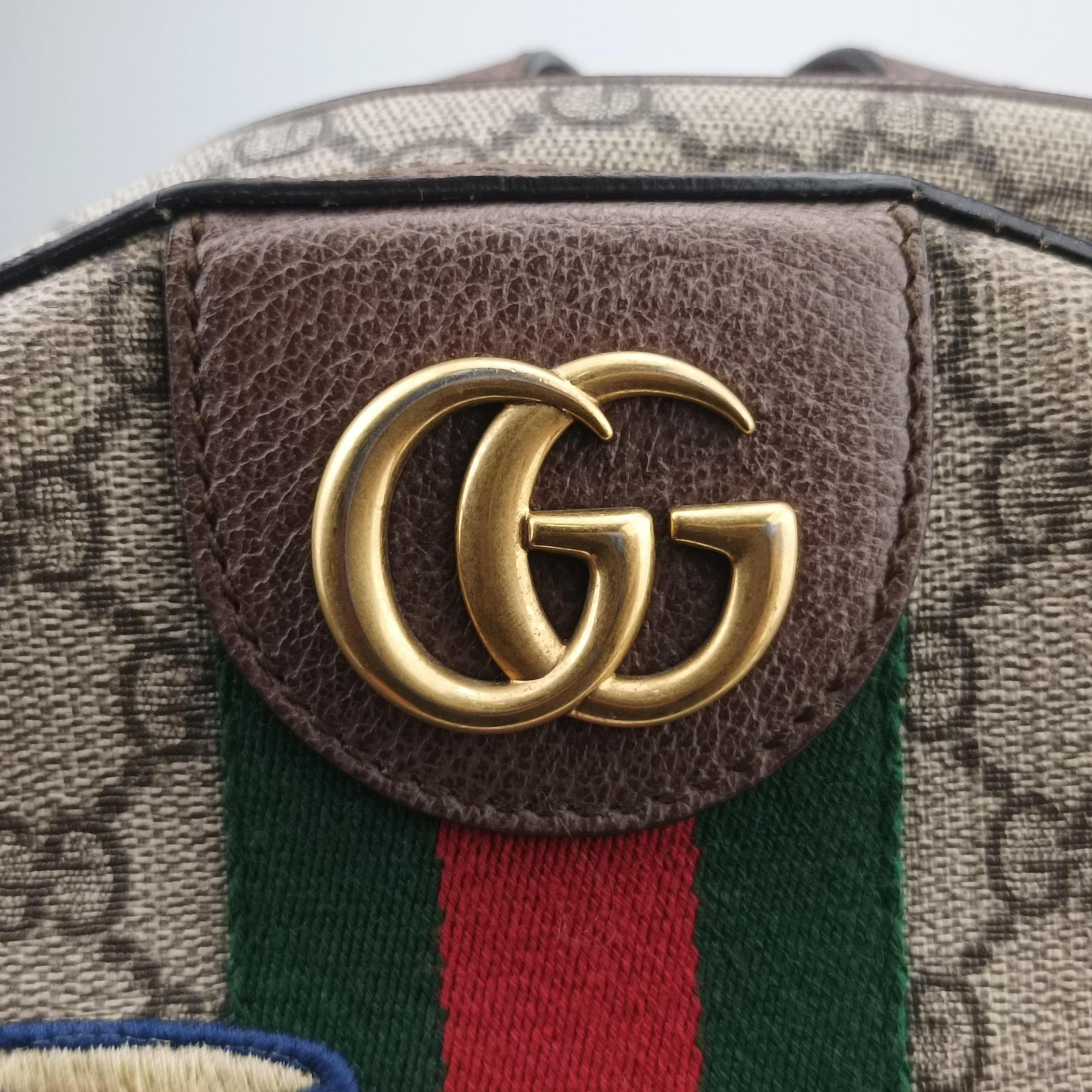 Pre-owned Gucci The Three Little Pigs Brown PVC coated canvas×leather 552884 backpack/rucksack | stylenewstar