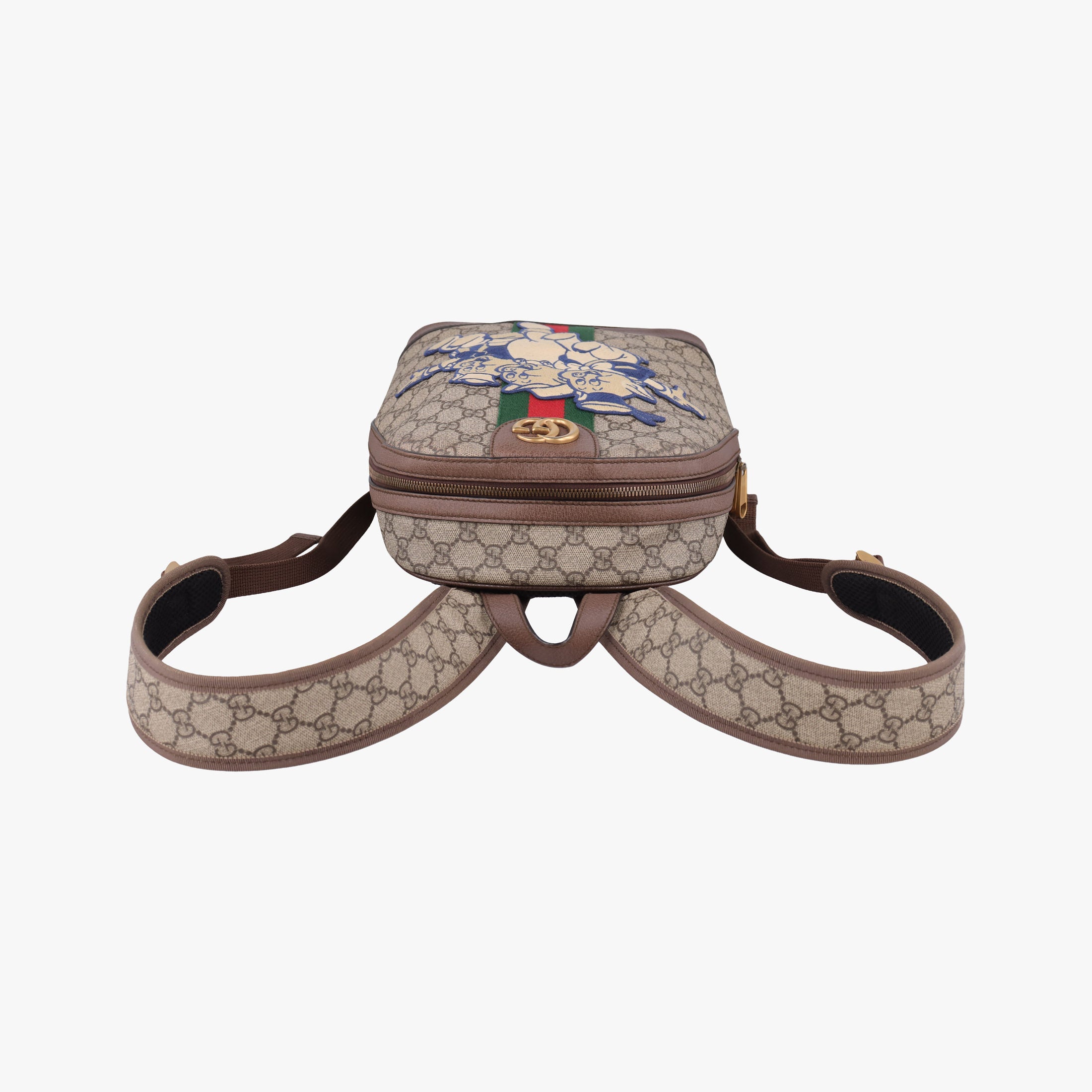 Pre-owned Gucci The Three Little Pigs Brown PVC coated canvas×leather 552884 backpack/rucksack | stylenewstar