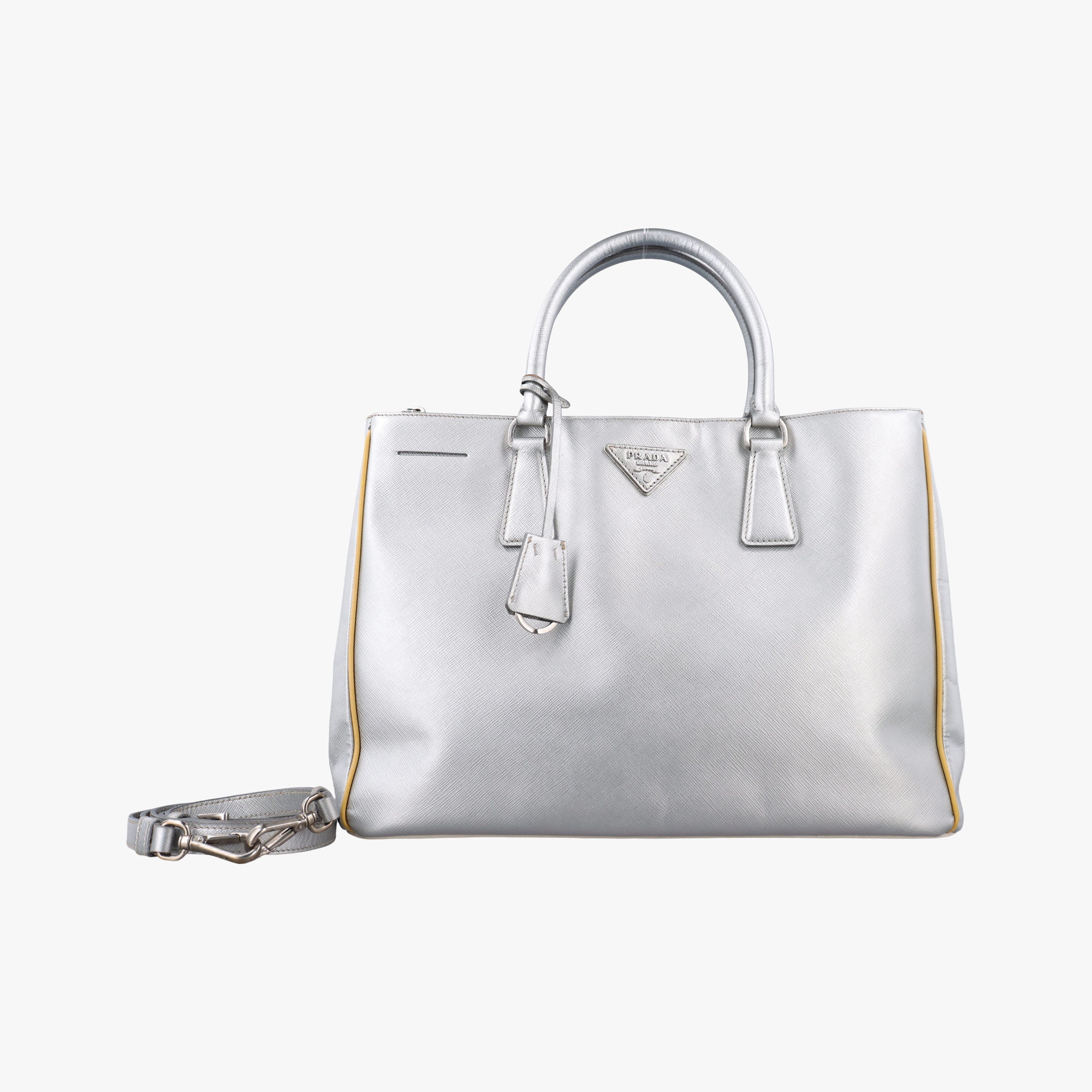 Secondhand Prada Galleria Silver SAFFIANO Leather BN1874 shoulderbag | stylenewstar