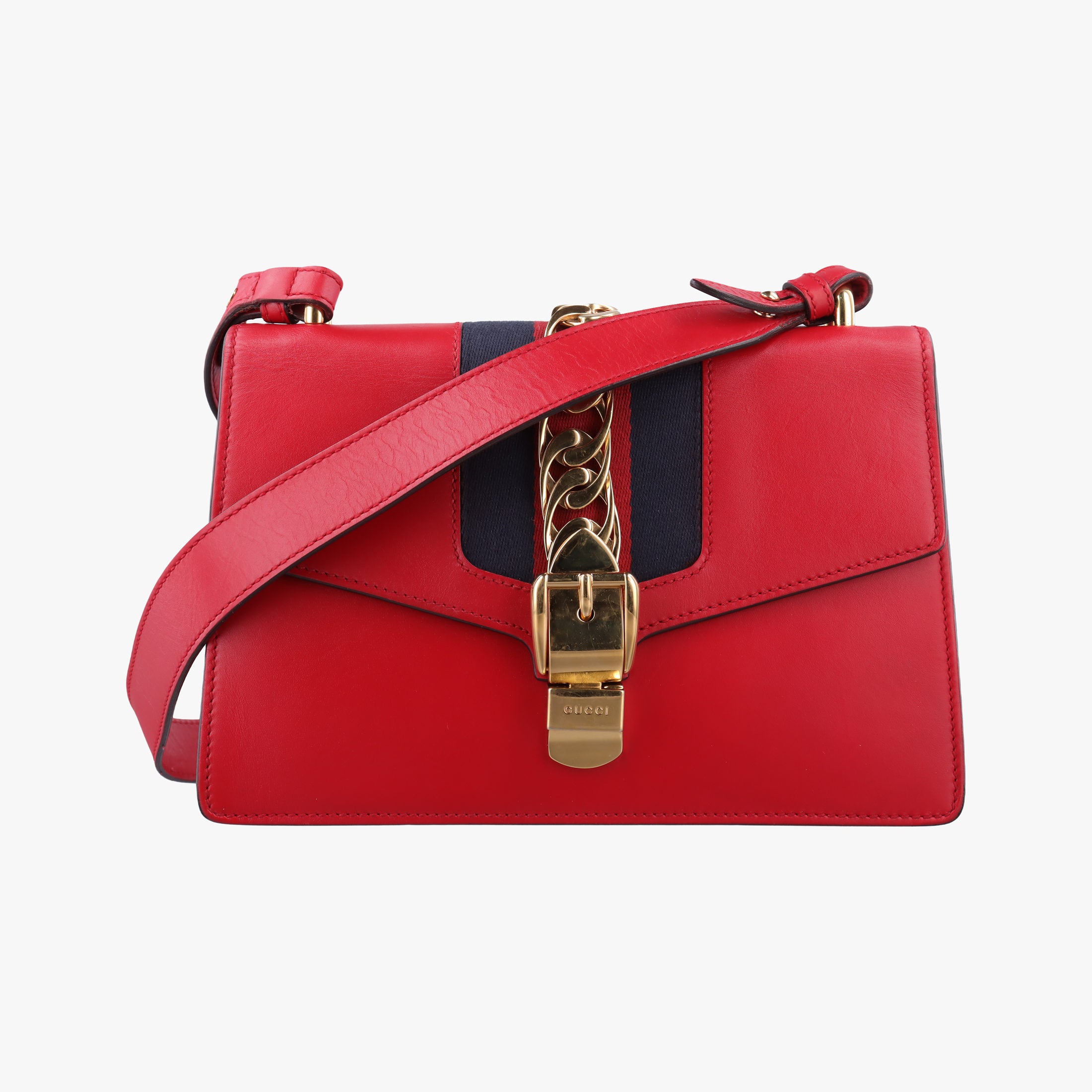 Vintage Gucci Sylvie Red×navy Leather 421882 shoulderbag | stylenewstar