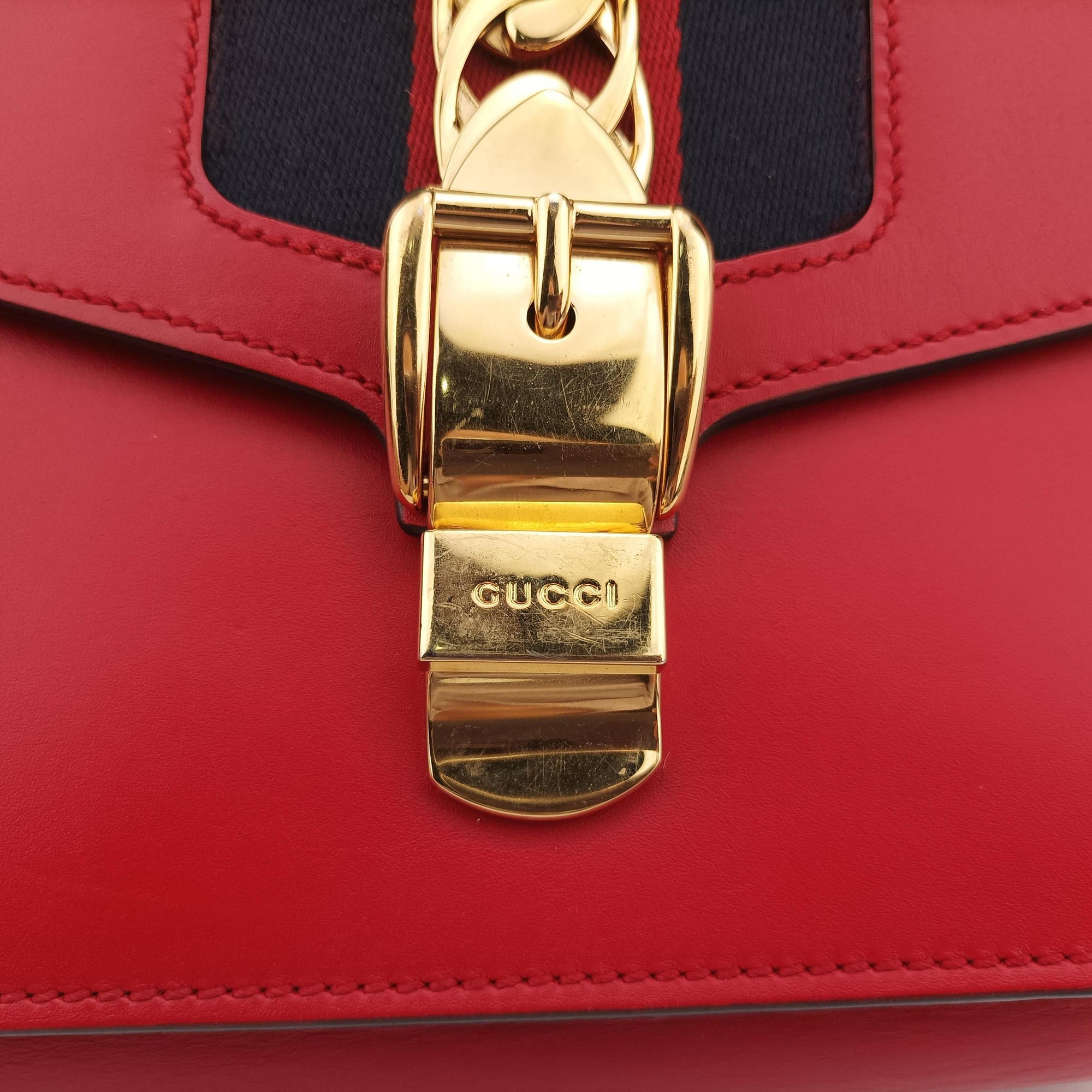 Vintage Gucci Sylvie Red×navy Leather 421882 shoulderbag | stylenewstar