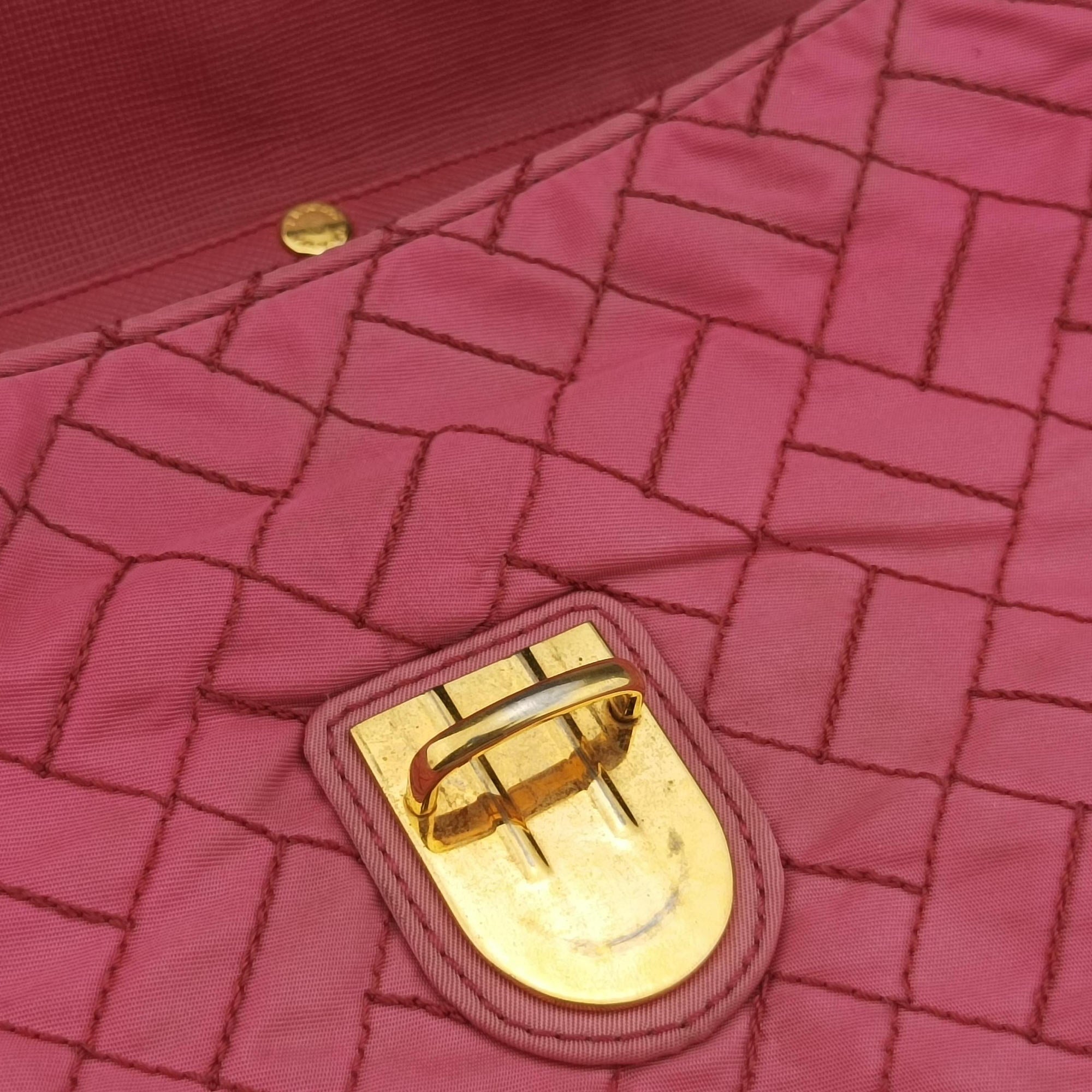 Pre-owned Prada Chain Quilting Flap Pink nylon  shoulderbag | stylenewstar
