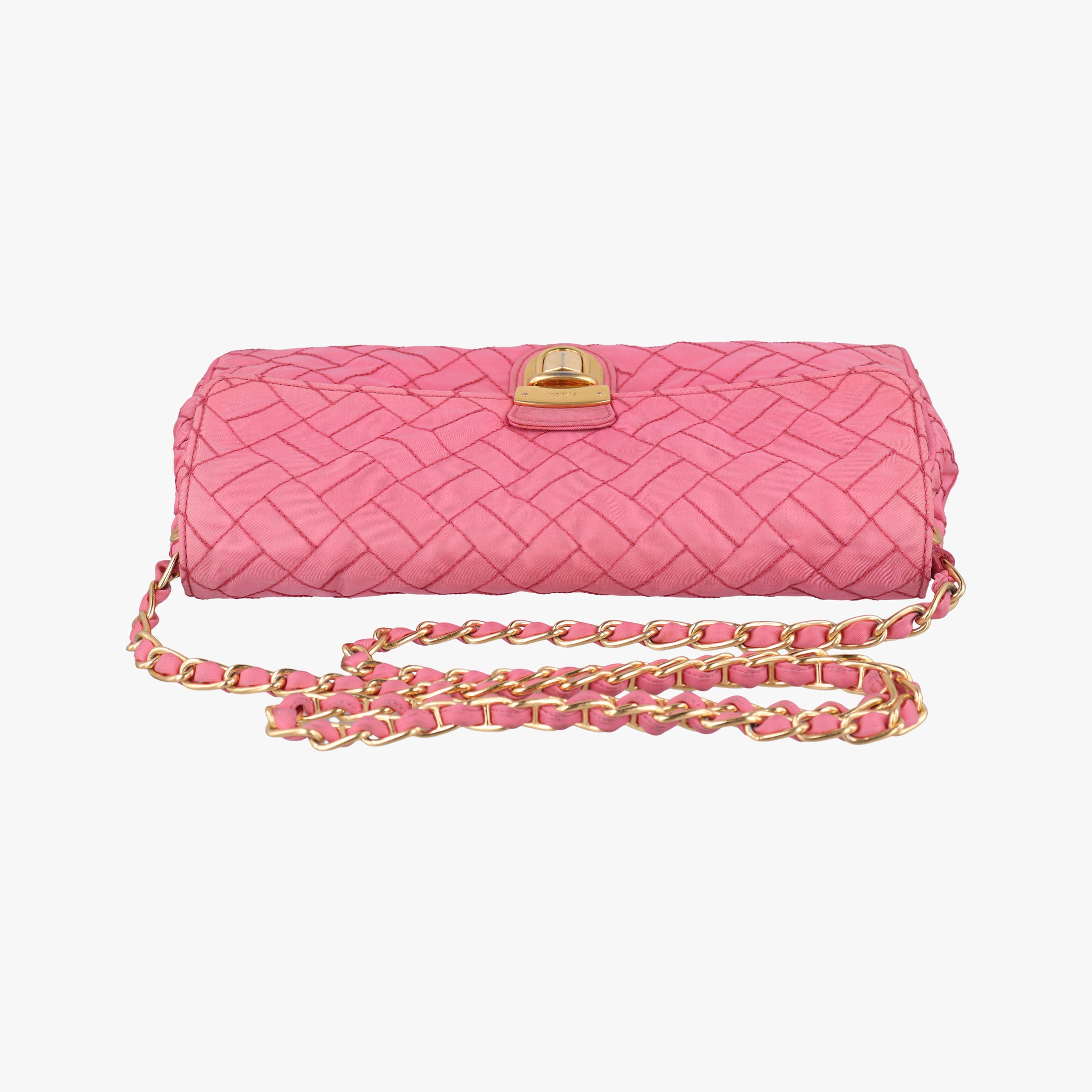 Pre-owned Prada Chain Quilting Flap Pink nylon  shoulderbag | stylenewstar