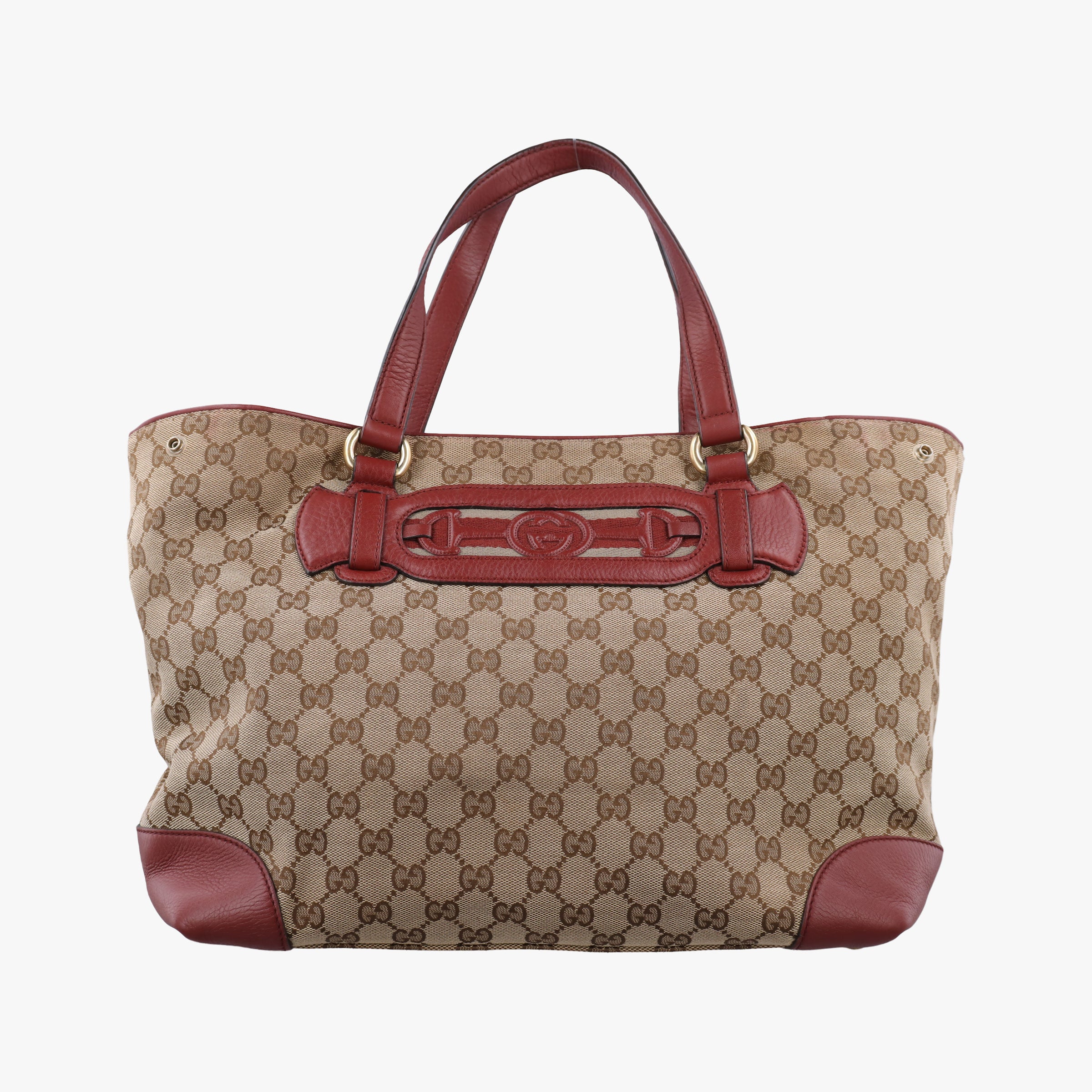 Pre-owned Gucci GG Canvas Sherry Red×Beige canvas×leather 296850 handbag | stylenewstar