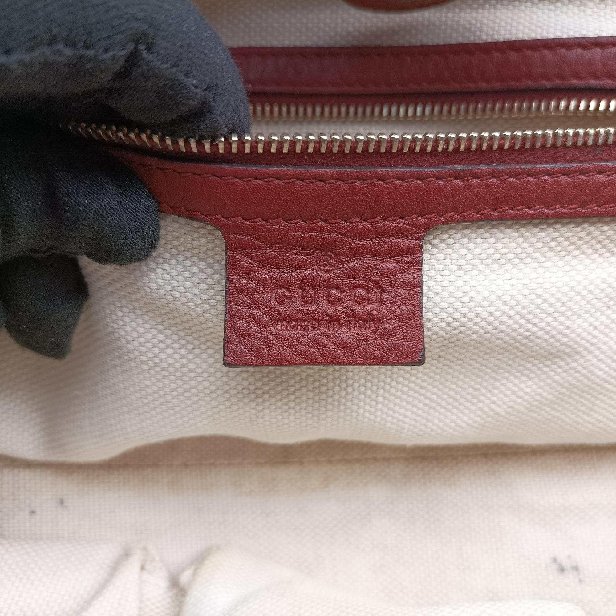 Pre-owned Gucci GG Canvas Sherry Red×Beige canvas×leather 296850 handbag | stylenewstar