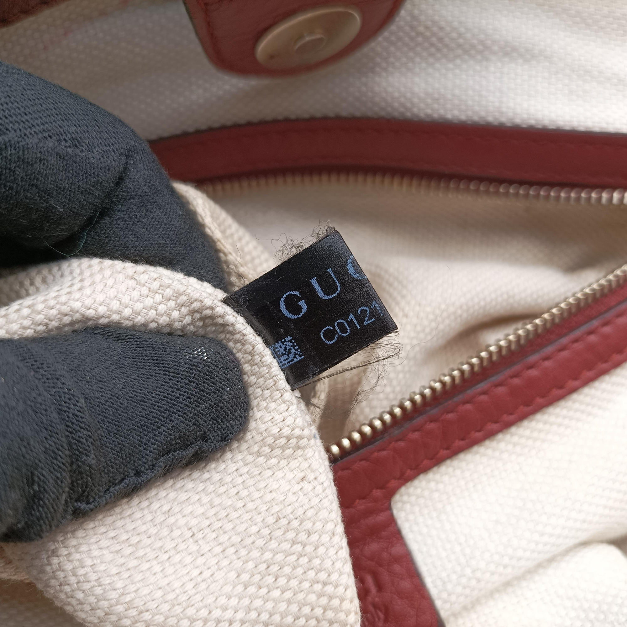 Pre-owned Gucci GG Canvas Sherry Red×Beige canvas×leather 296850 handbag | stylenewstar