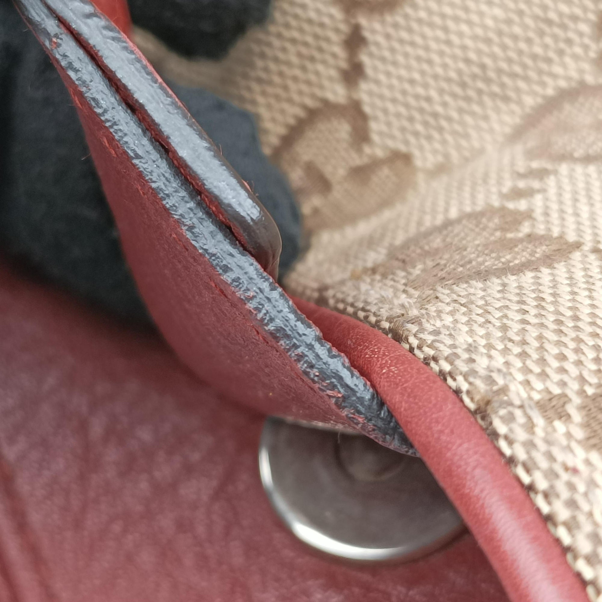 Pre-owned Gucci GG Canvas Sherry Red×Beige canvas×leather 296850 handbag | stylenewstar