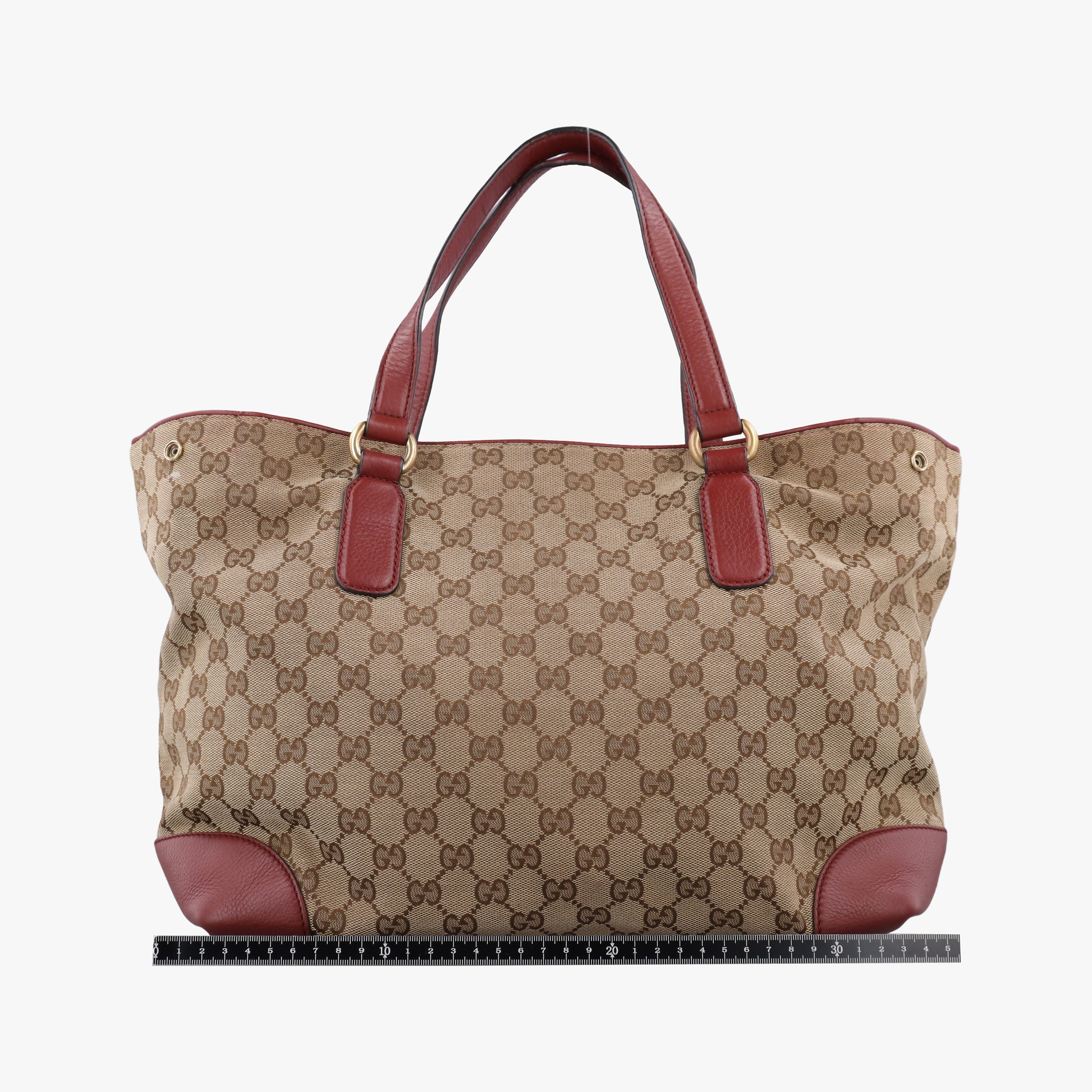 Pre-owned Gucci GG Canvas Sherry Red×Beige canvas×leather 296850 handbag | stylenewstar
