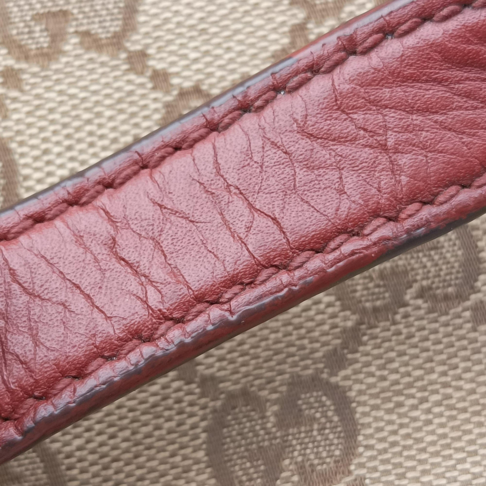 Pre-owned Gucci GG Canvas Sherry Red×Beige canvas×leather 296850 handbag | stylenewstar