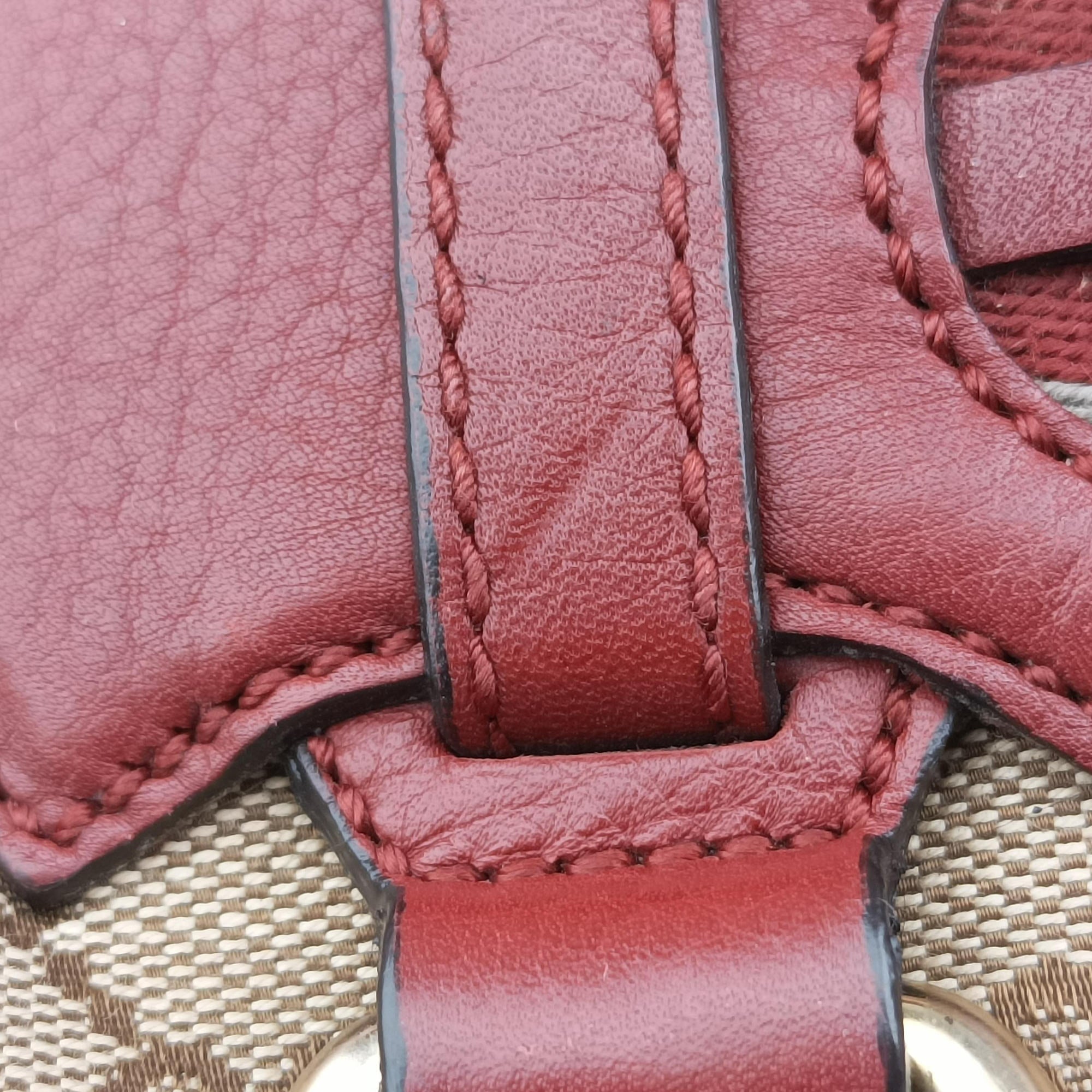 Pre-owned Gucci GG Canvas Sherry Red×Beige canvas×leather 296850 handbag | stylenewstar