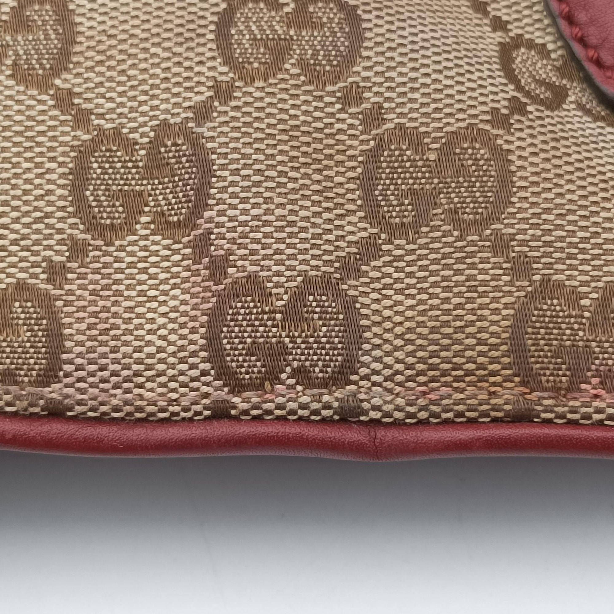 Pre-owned Gucci GG Canvas Sherry Red×Beige canvas×leather 296850 handbag | stylenewstar