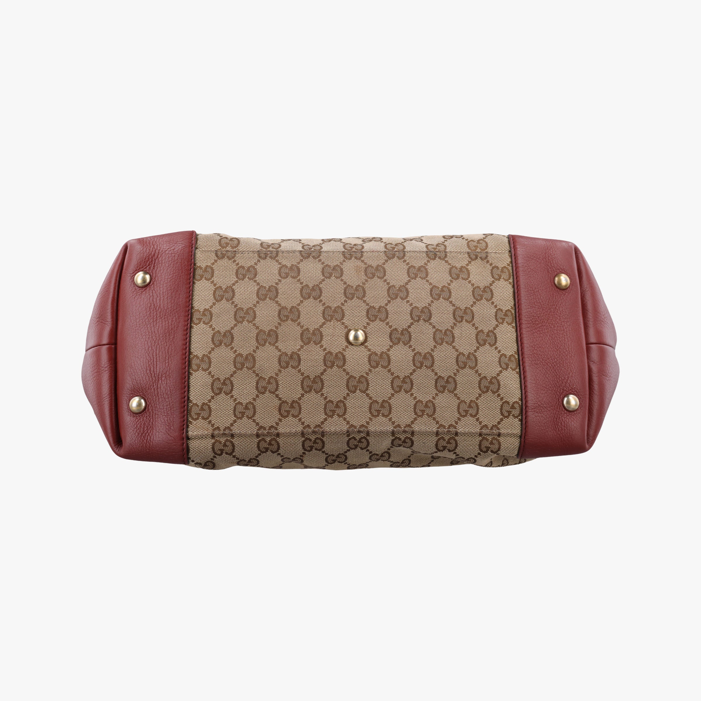 Pre-owned Gucci GG Canvas Sherry Red×Beige canvas×leather 296850 handbag | stylenewstar