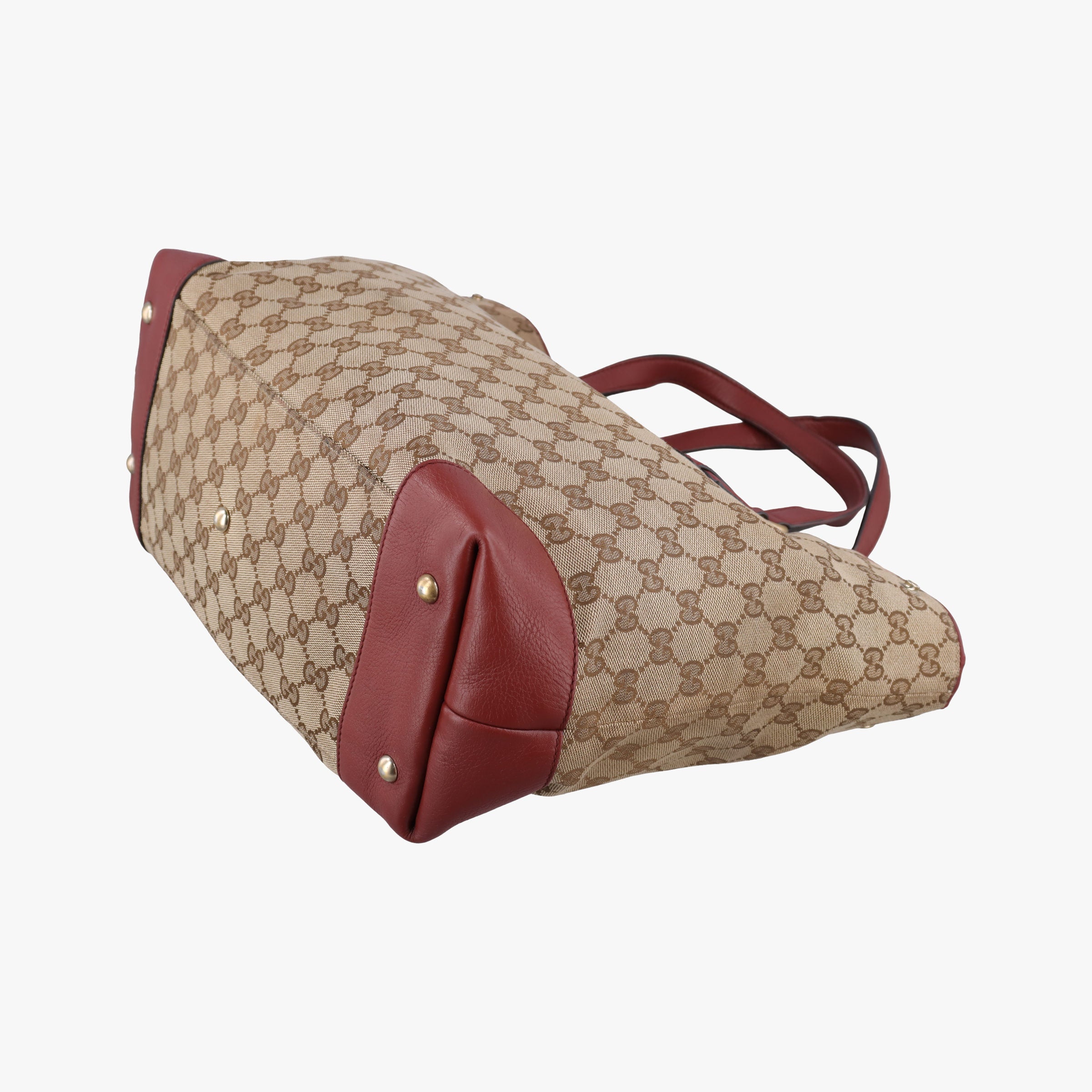 Pre-owned Gucci GG Canvas Sherry Red×Beige canvas×leather 296850 handbag | stylenewstar