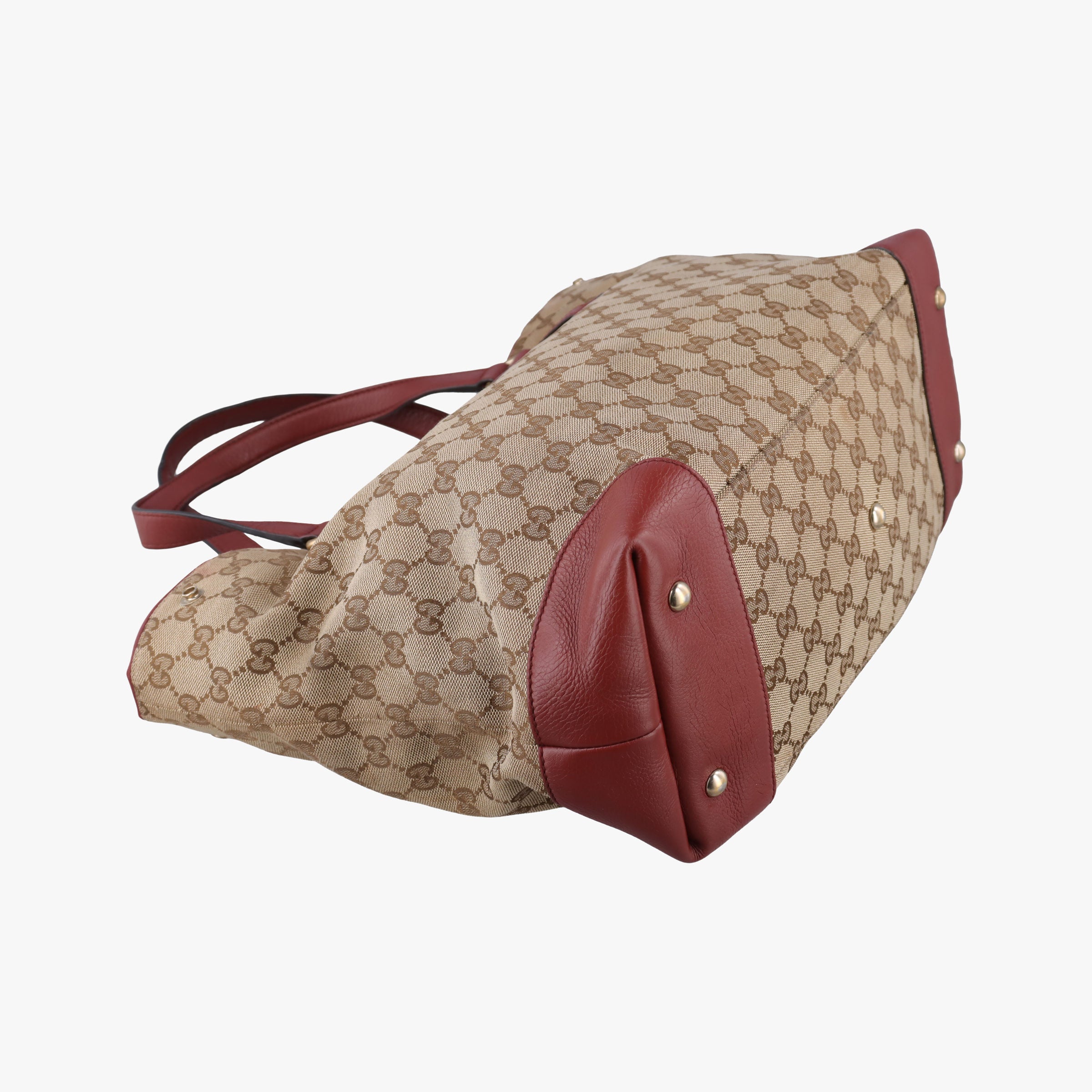 Pre-owned Gucci GG Canvas Sherry Red×Beige canvas×leather 296850 handbag | stylenewstar