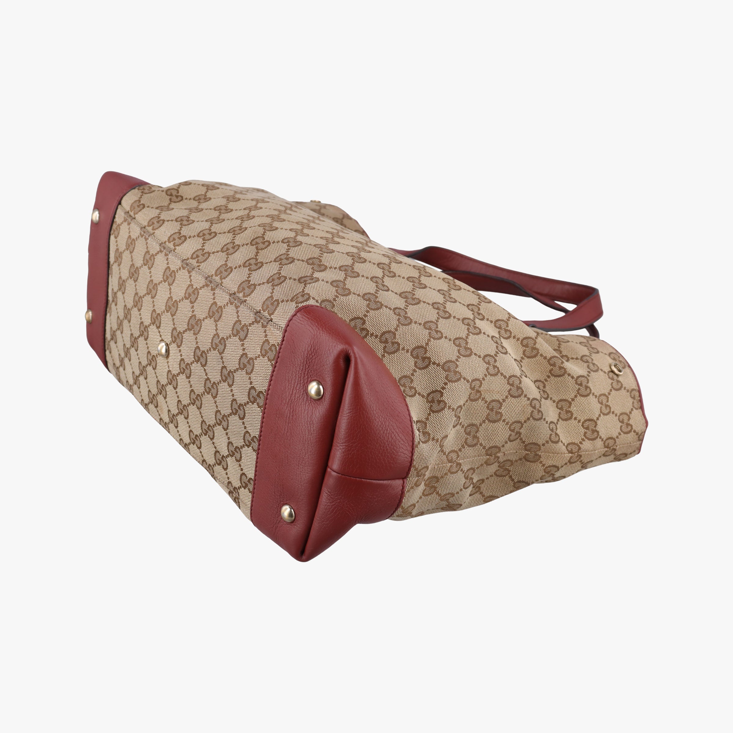 Pre-owned Gucci GG Canvas Sherry Red×Beige canvas×leather 296850 handbag | stylenewstar