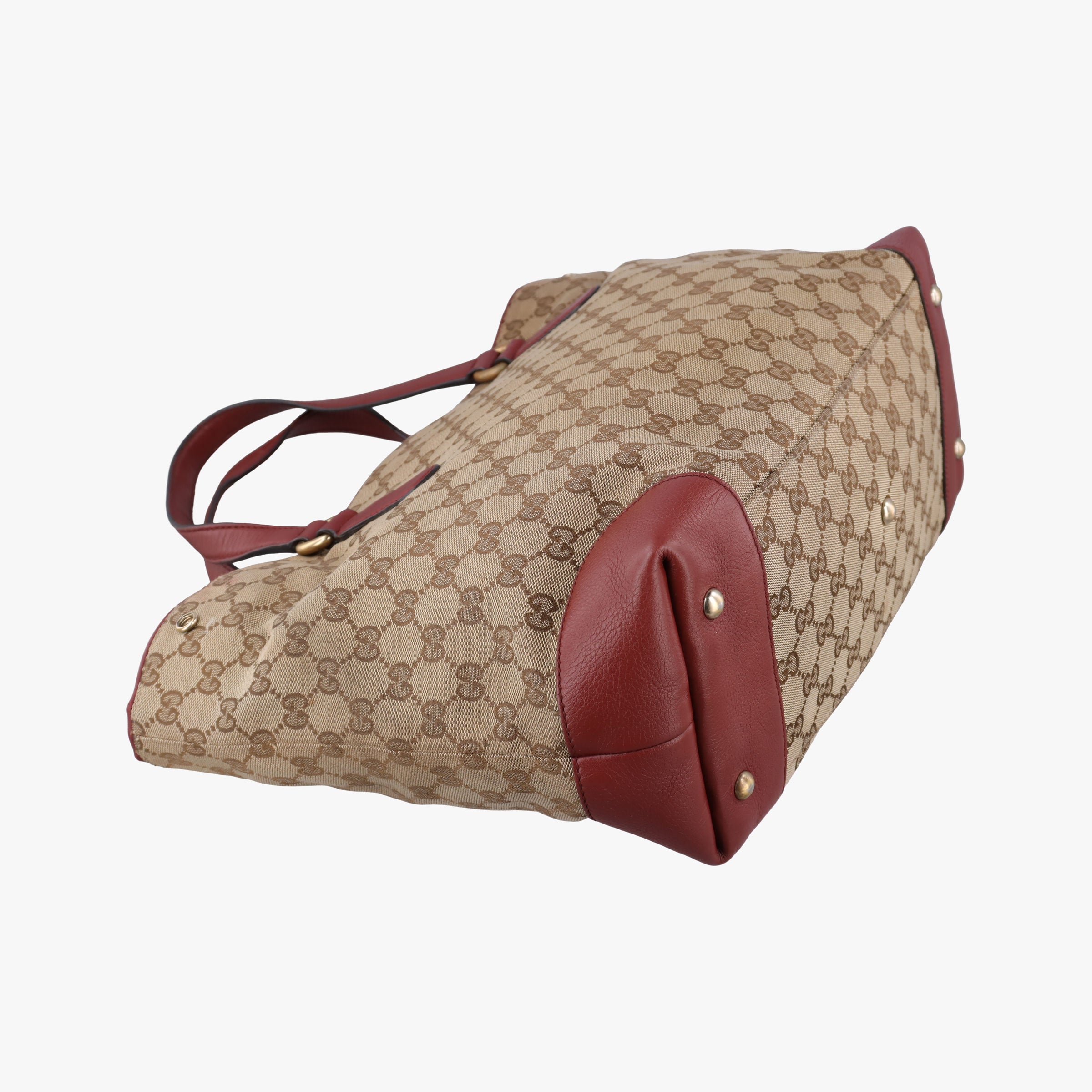 Pre-owned Gucci GG Canvas Sherry Red×Beige canvas×leather 296850 handbag | stylenewstar