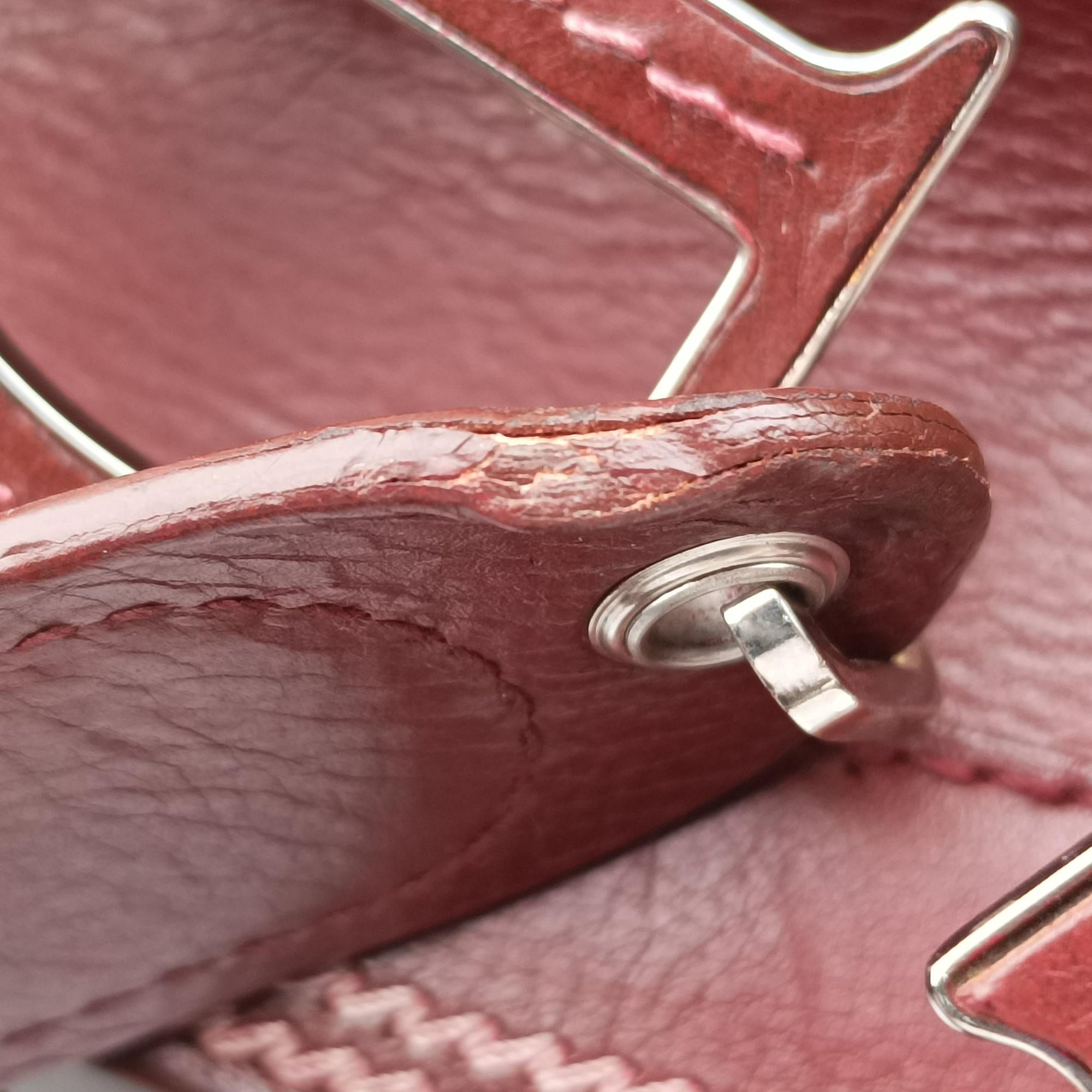 Pre-owned Christian Dior Romantic Flowers Burgundy Leather  shoulderbag | stylenewstar
