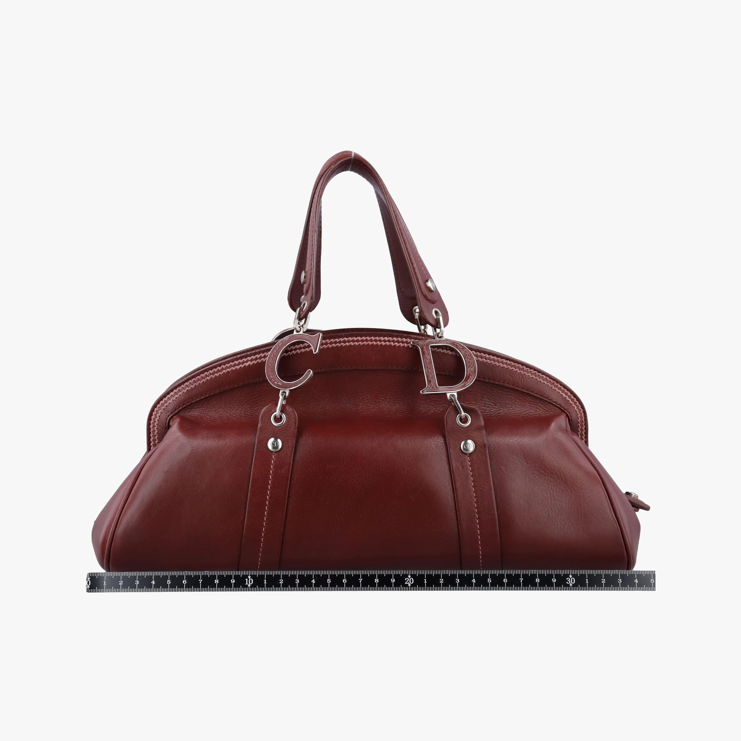 Pre-owned Christian Dior Romantic Flowers Burgundy Leather  shoulderbag | stylenewstar
