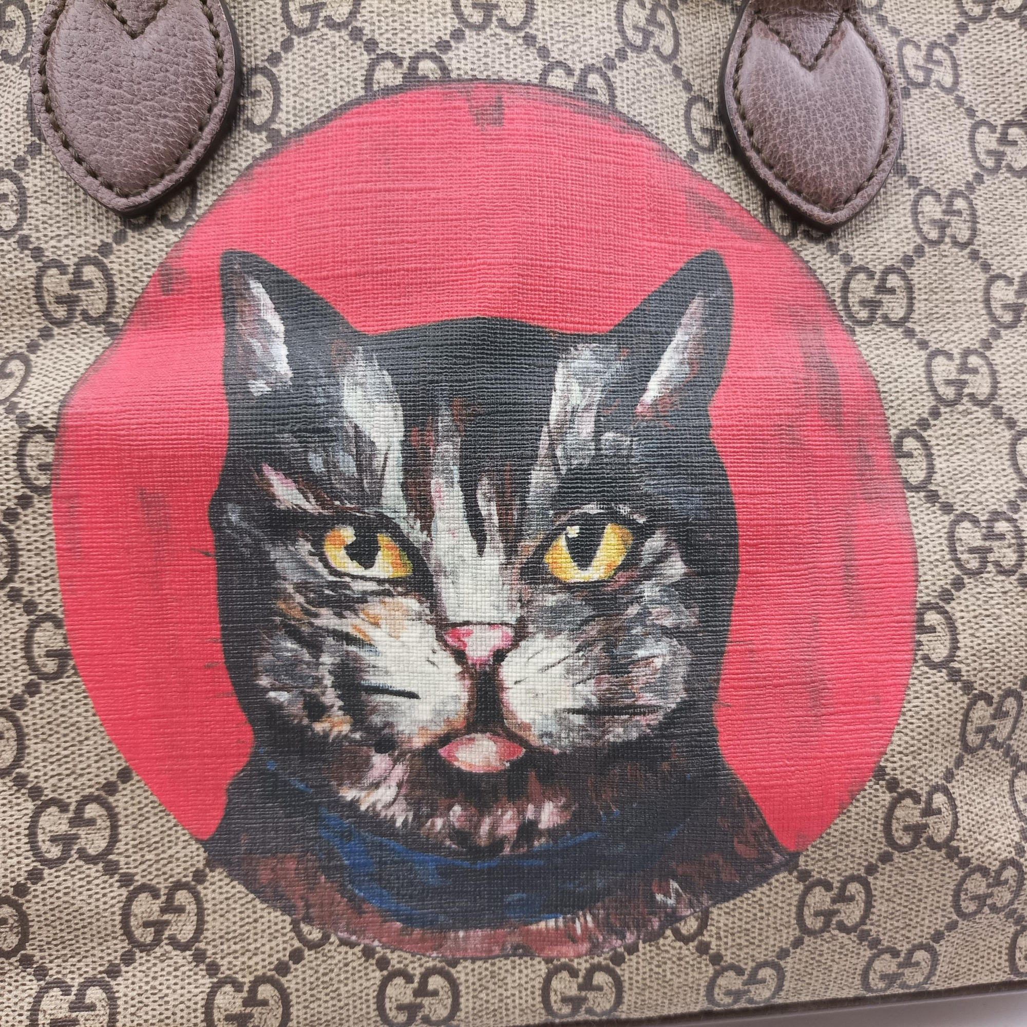 Pre-owned Gucci GG Supreme Bosco PATCHED beige×Multicolour PVC coated canvas 473887 handbag | stylenewstar