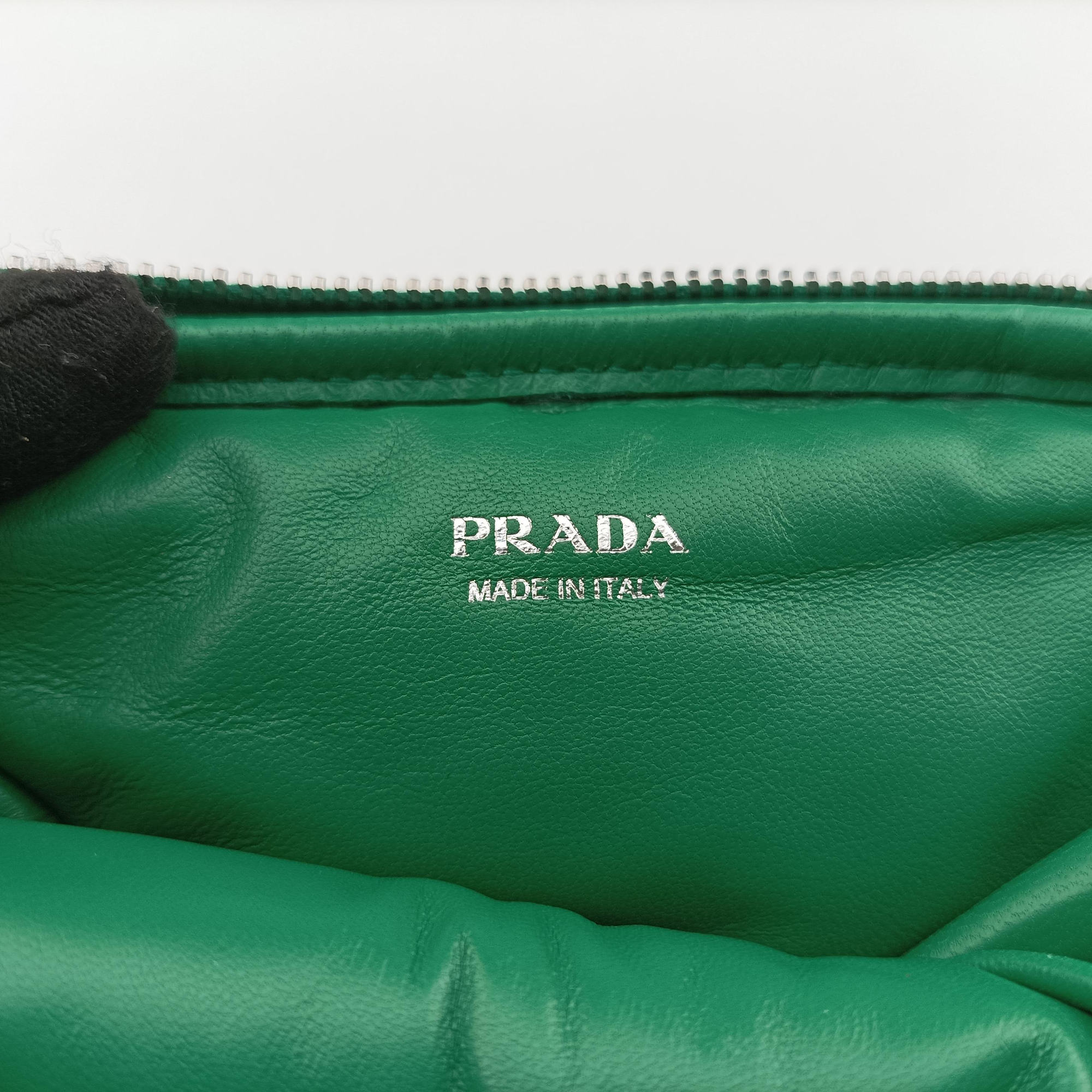 Vintage Prada triangle mini Green Leather  shoulderbag | stylenewstar