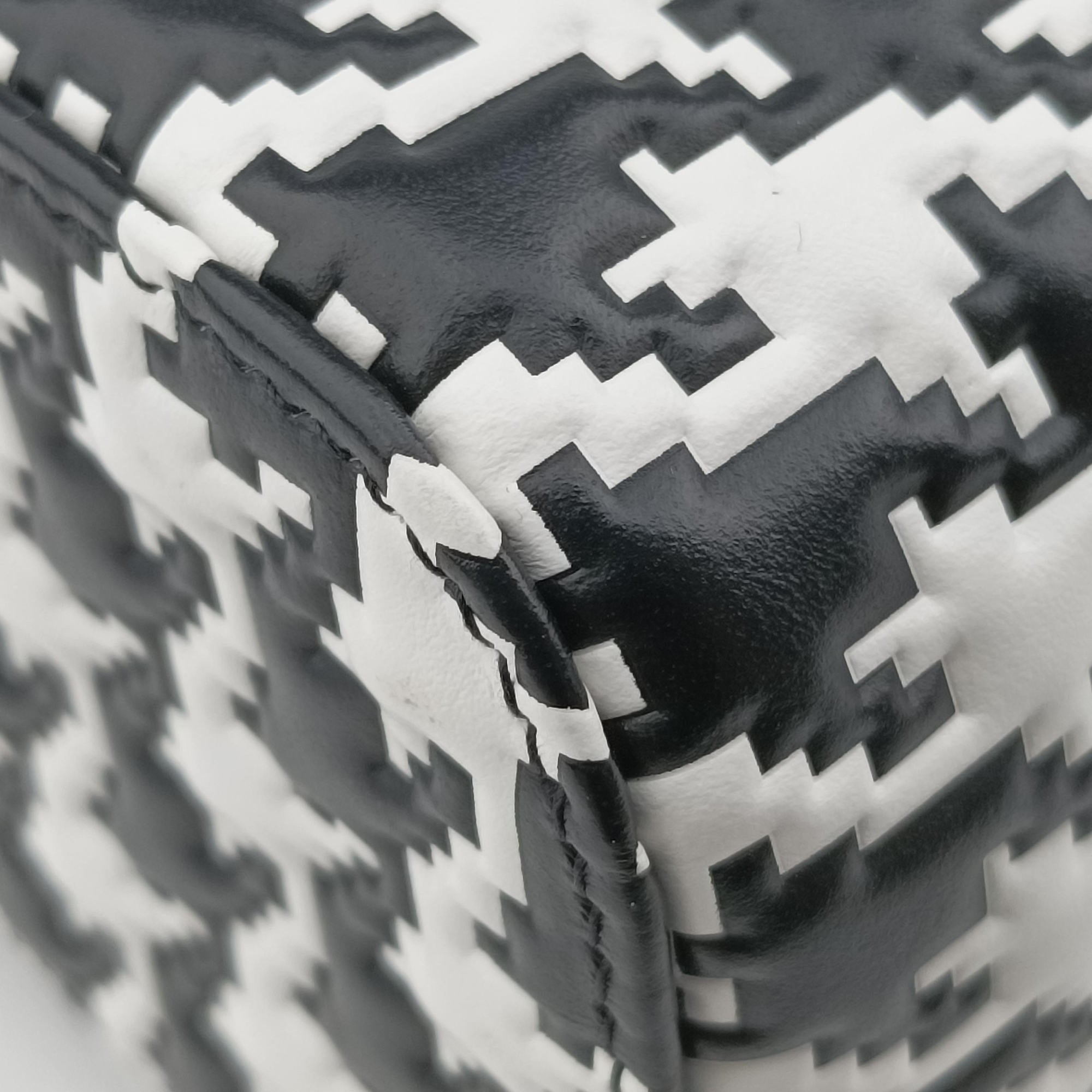 Pre-owned Christian Dior Houndstooth vanity bag Black and White Leather  shoulderbag | stylenewstar