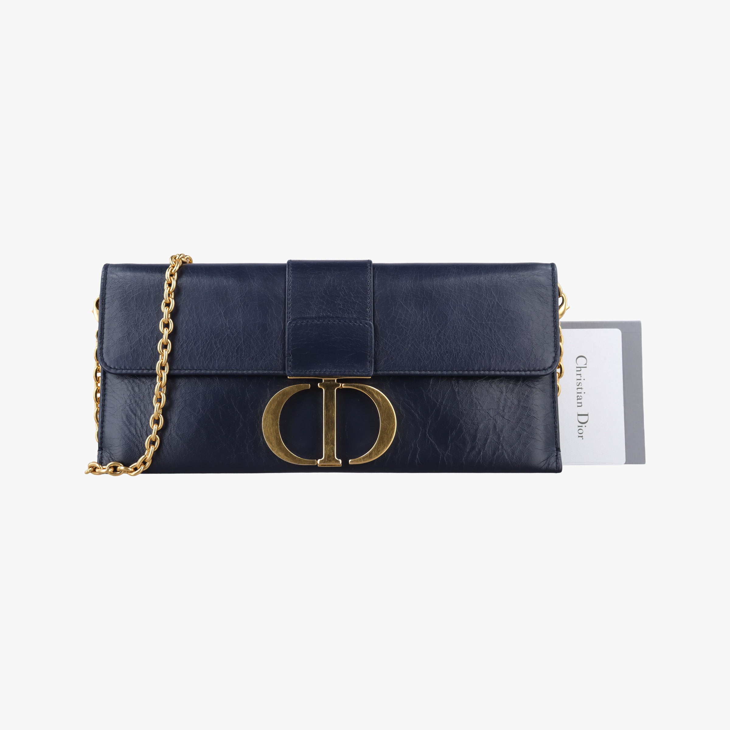 Pre-owned Christian Dior 30 Montaigne Navy leather  shoulderbag | stylenewstar