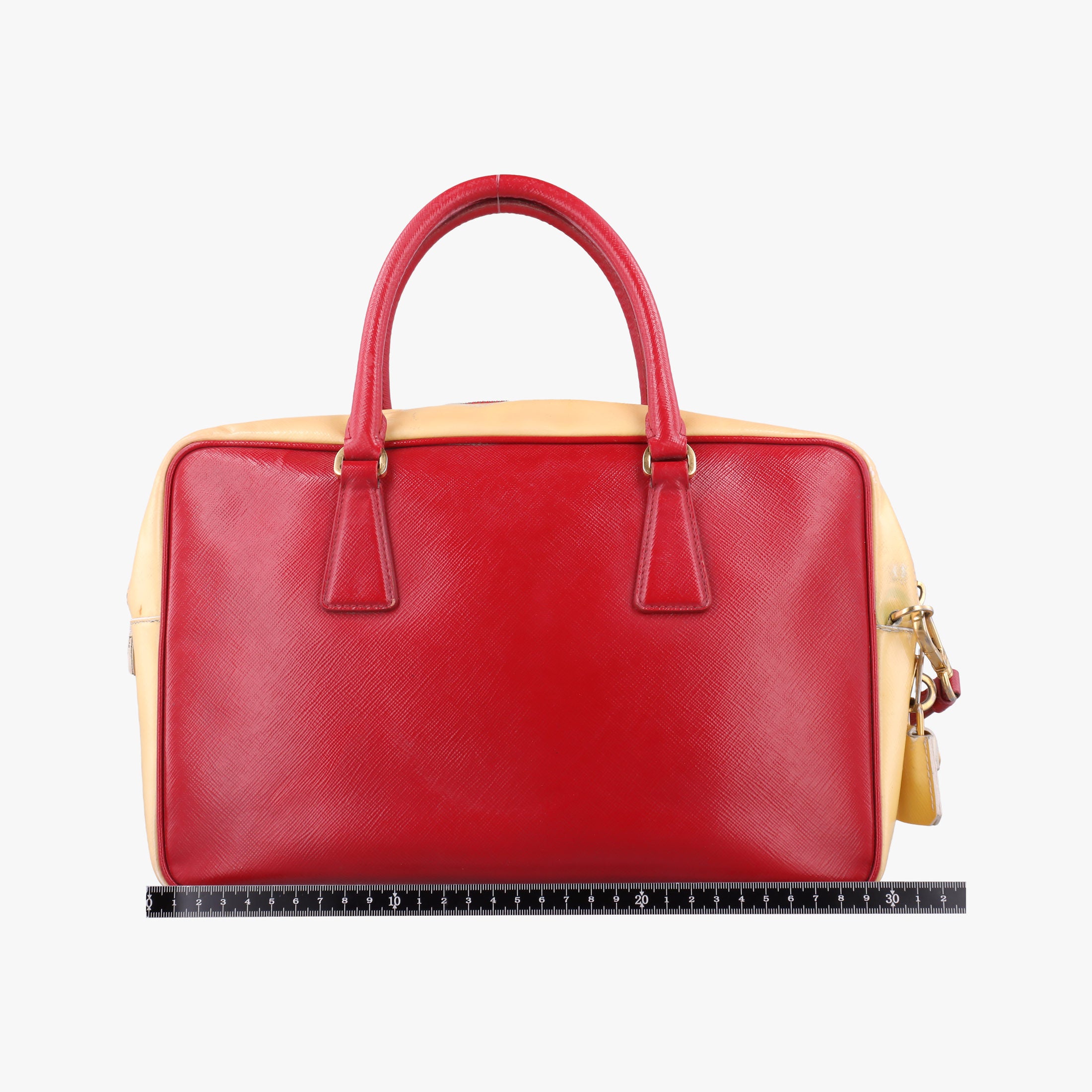Vintage Prada Triangle logo Red×Yellow Patent  shoulderbag | stylenewstar