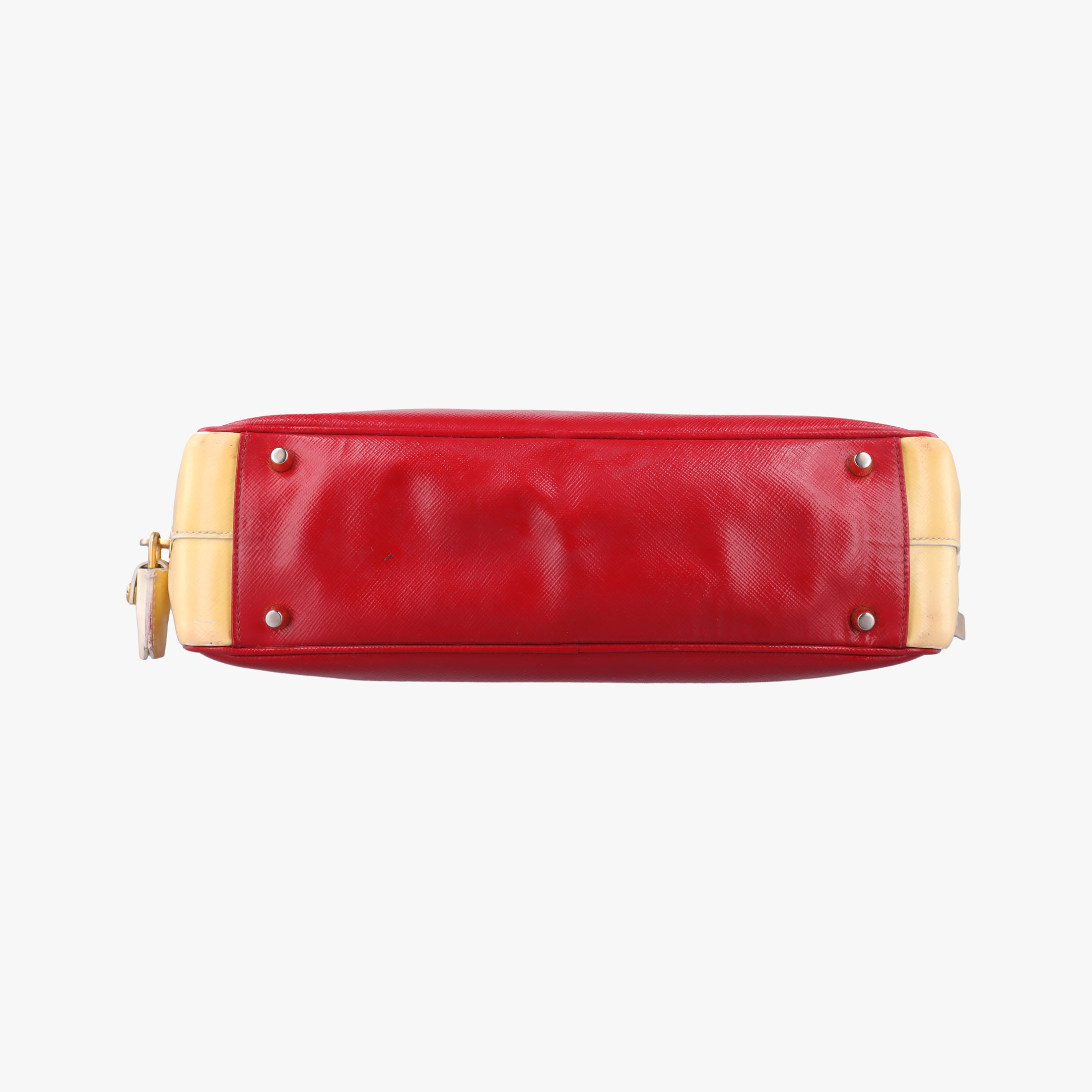 Vintage Prada Triangle logo Red×Yellow Patent  shoulderbag | stylenewstar