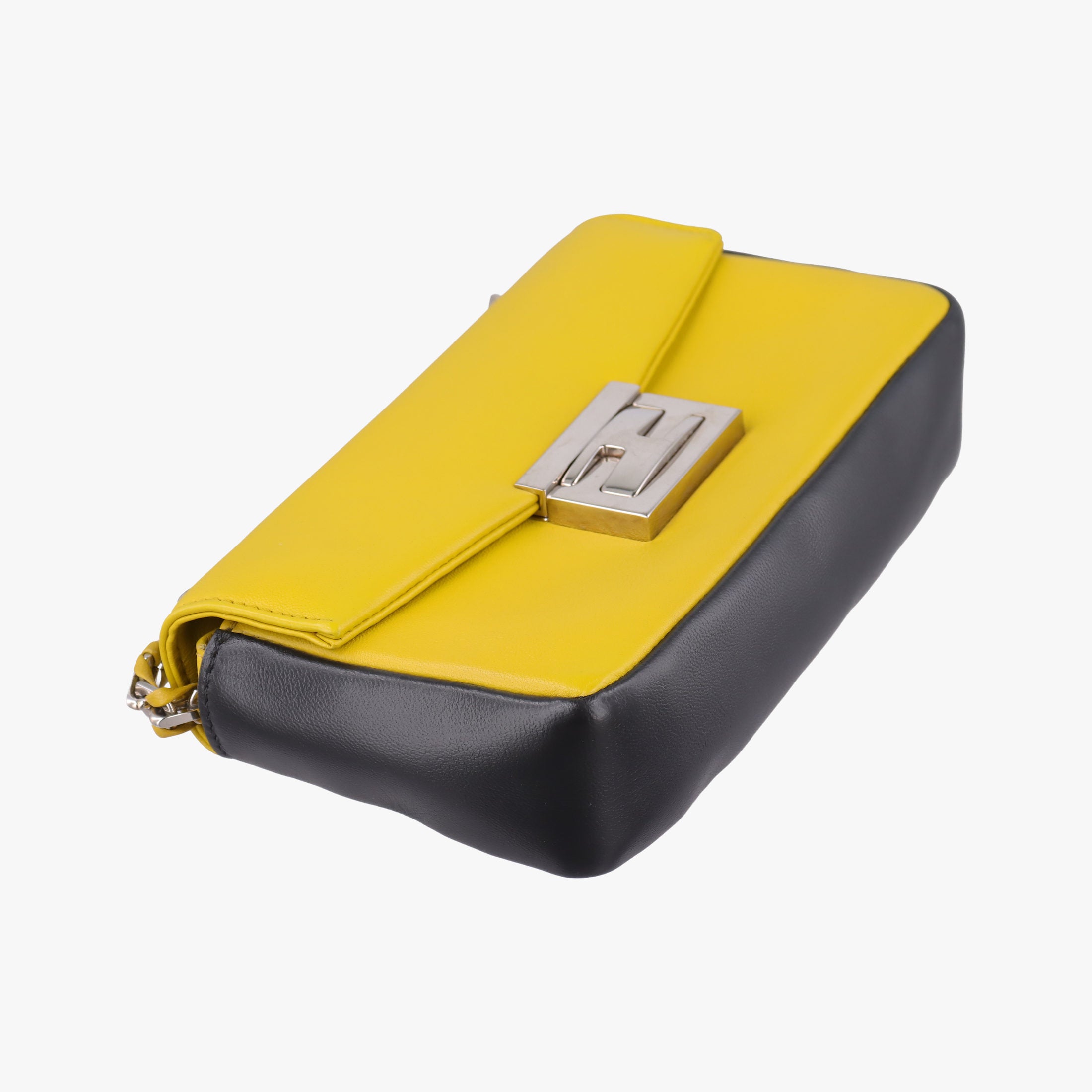Pre-owned Fendi Mini Be Baguette Yellow × Black Leather 8M0315 shoulderbag | stylenewstar