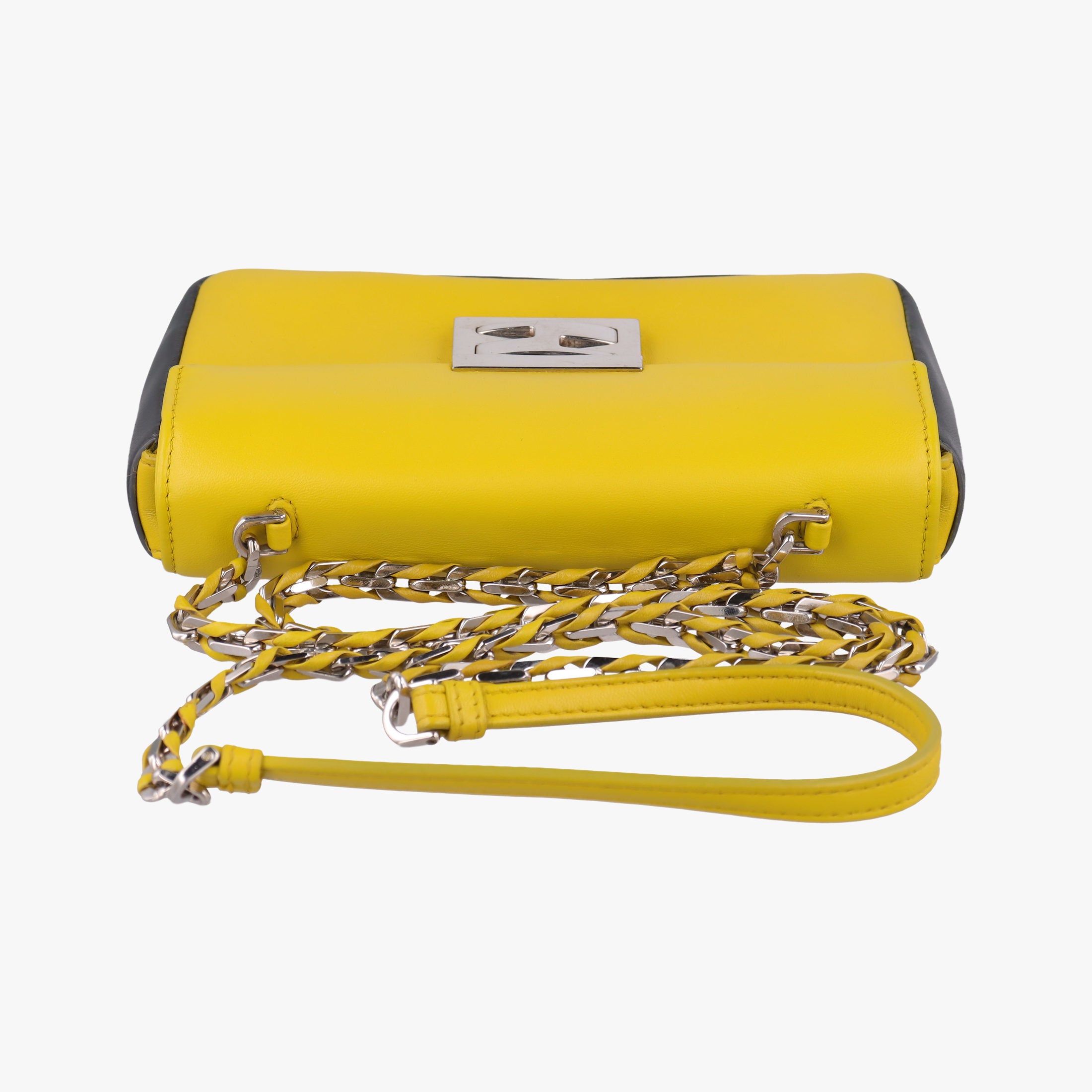 Pre-owned Fendi Mini Be Baguette Yellow × Black Leather 8M0315 shoulderbag | stylenewstar