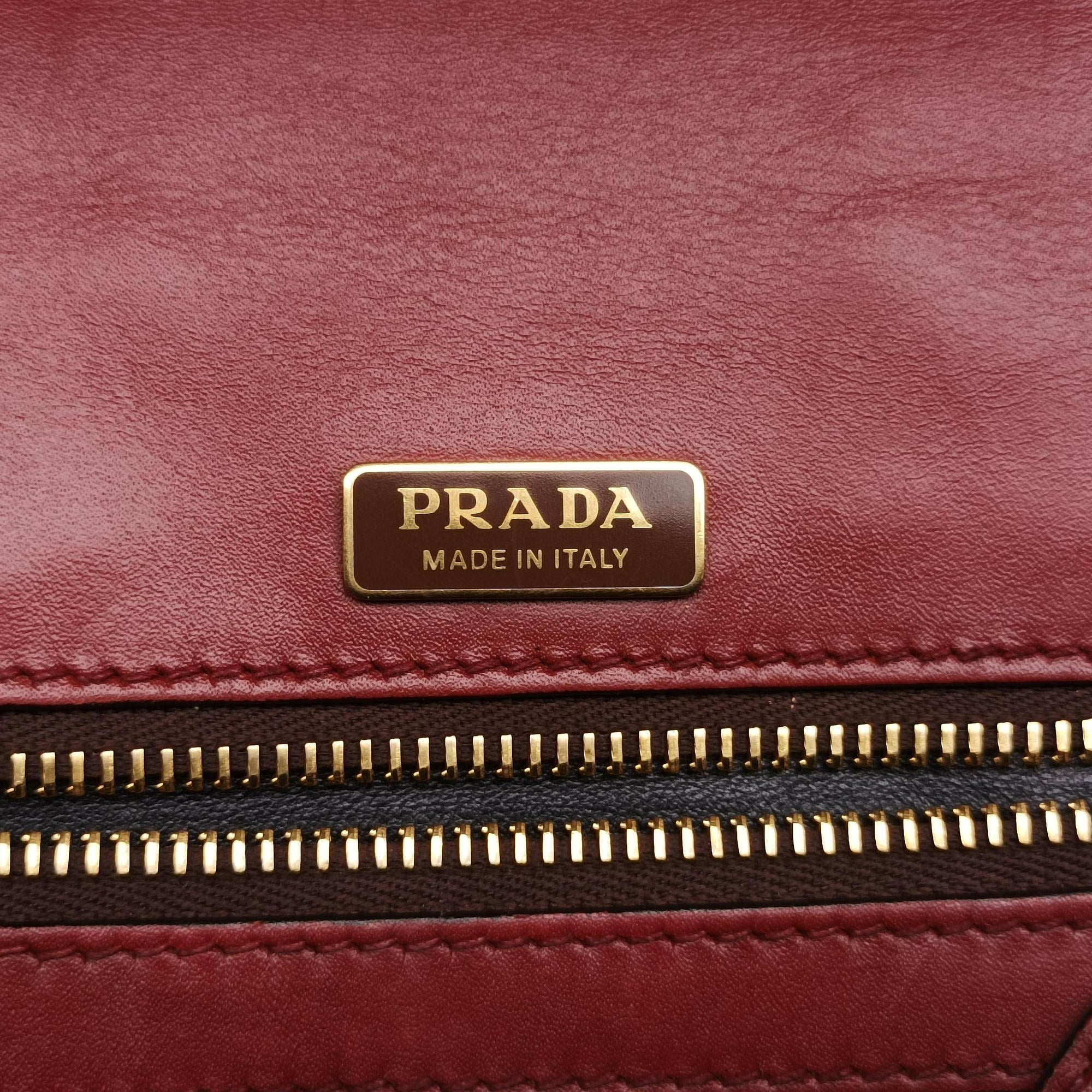 Pre-owned Prada Animalier Cahier Lions Head Black×Red Leather 1BD089 shoulderbag | stylenewstar