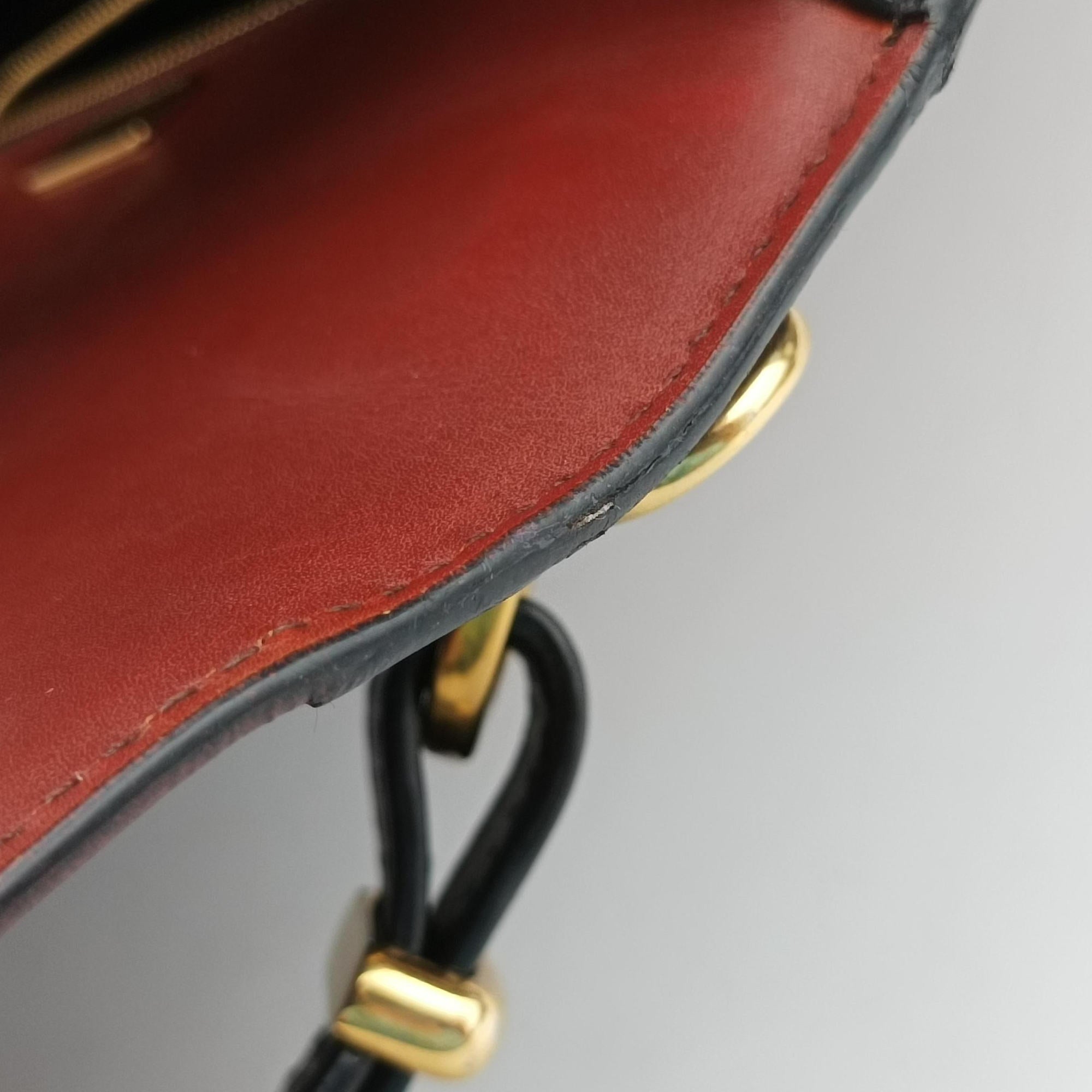 Pre-owned Prada Animalier Cahier Lions Head Black×Red Leather 1BD089 shoulderbag | stylenewstar