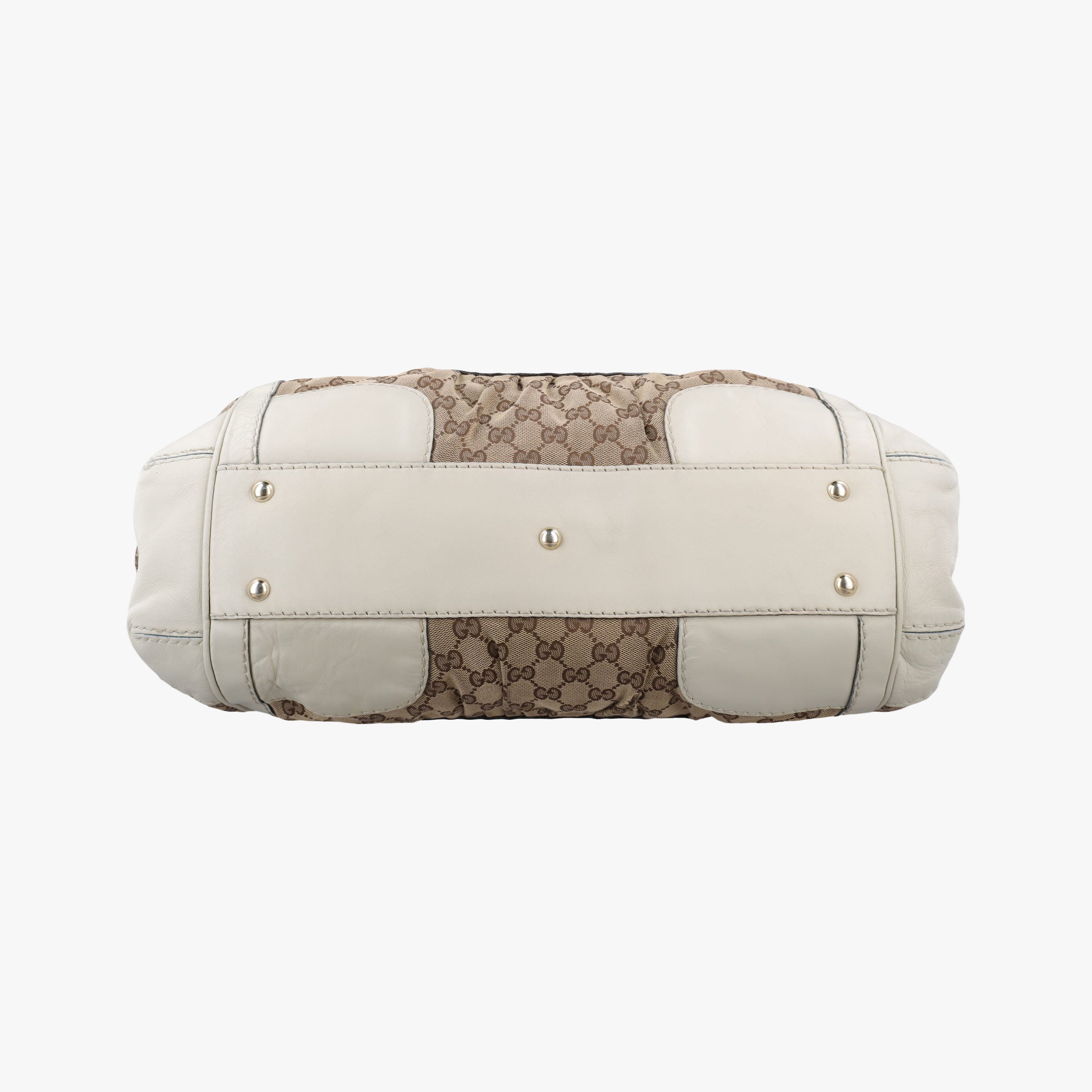 Vintage Gucci Dialux Queen Large White × Brown Leather×canvas 189883 handbag | stylenewstar