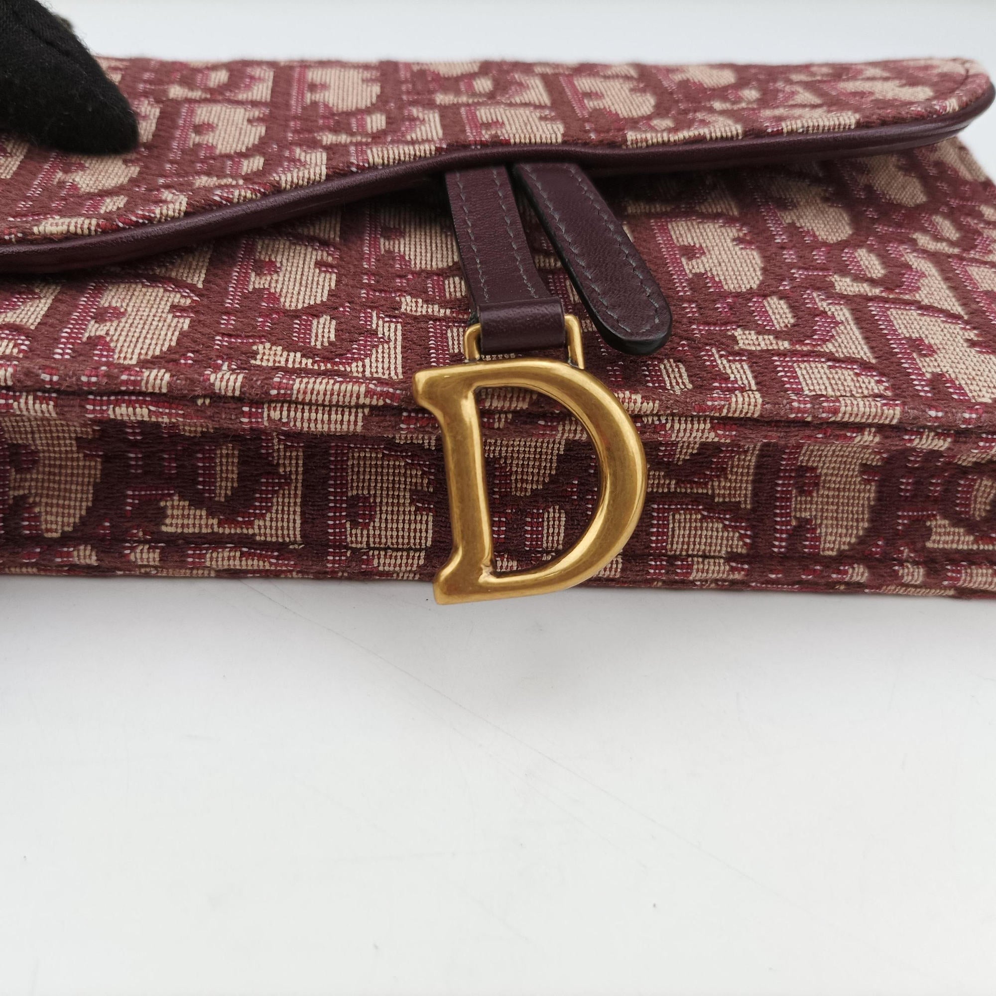 Pre-owned Christian Dior Saddle Red Jacquard  bum bag/waist bag | stylenewstar